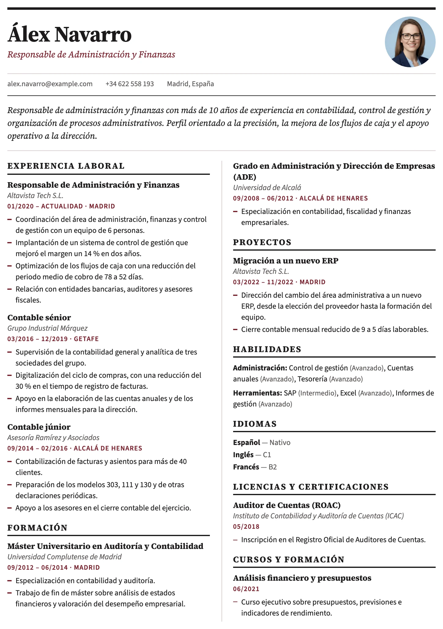 Plantilla de CV Ámsterdam