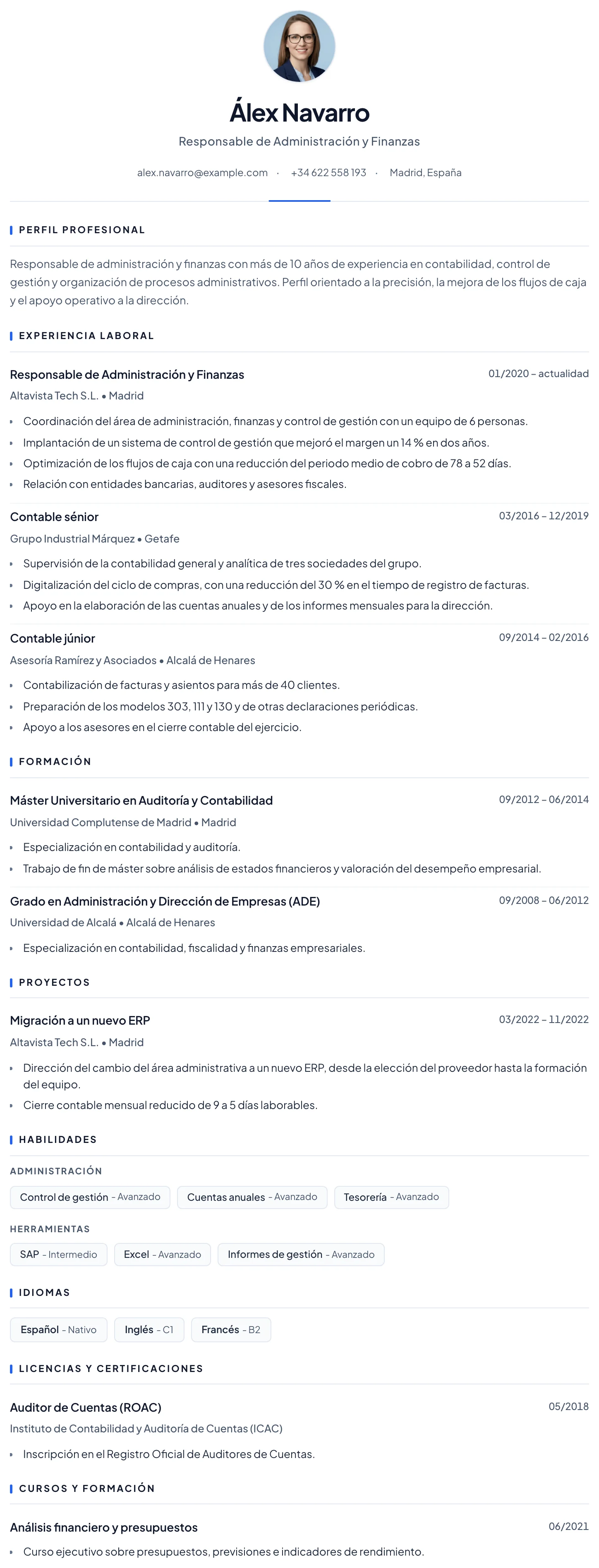 Plantilla de CV Barcelona