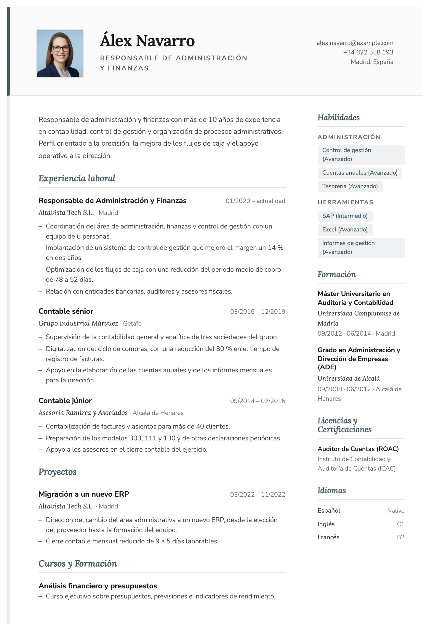 Plantilla de CV París