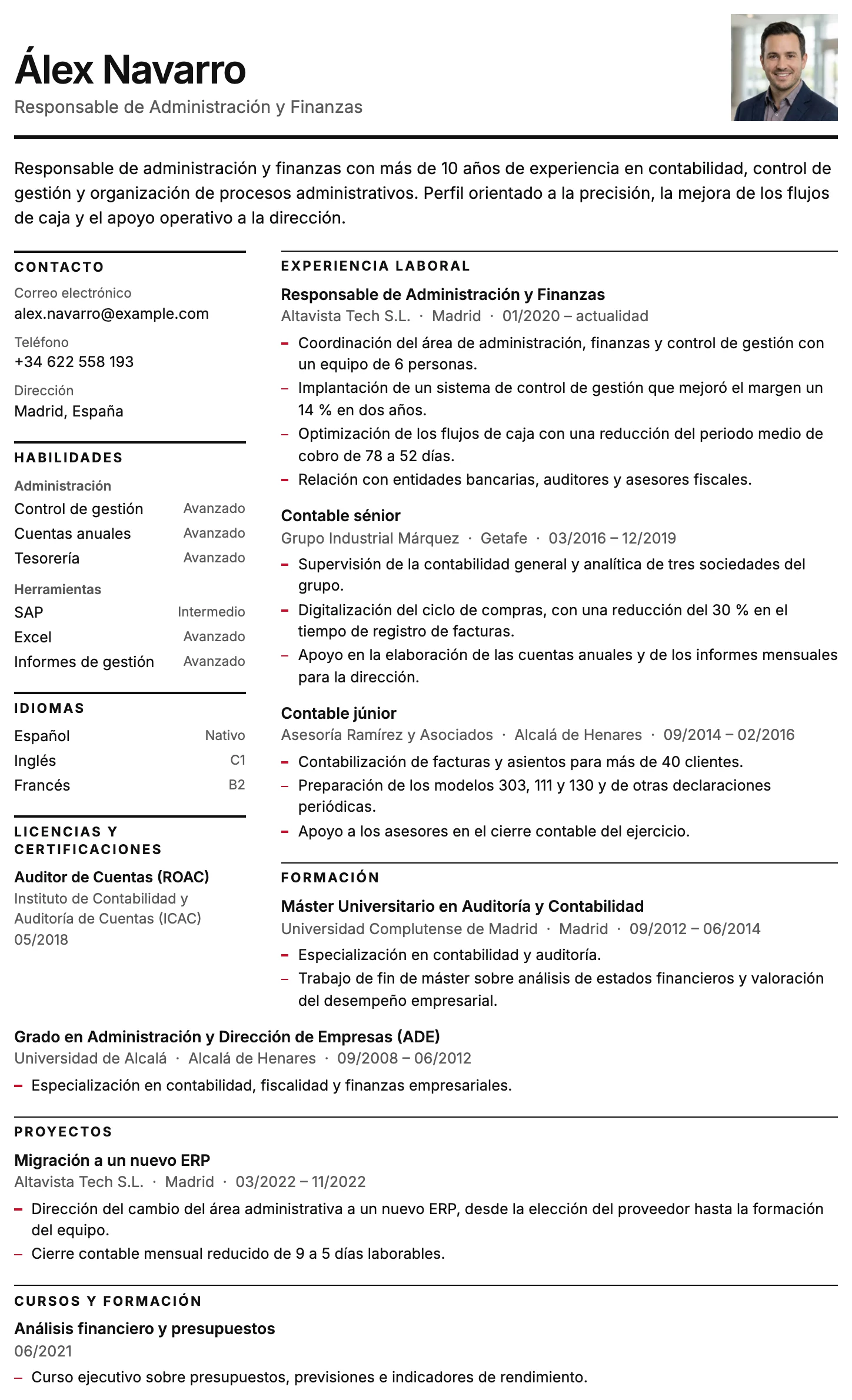 Plantilla de CV Estocolmo