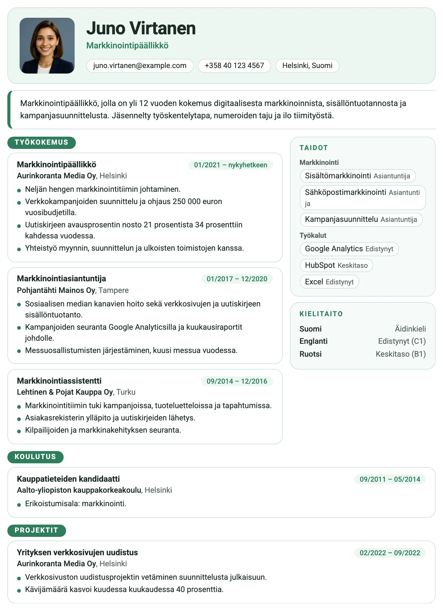 Kööpenhamina CV template