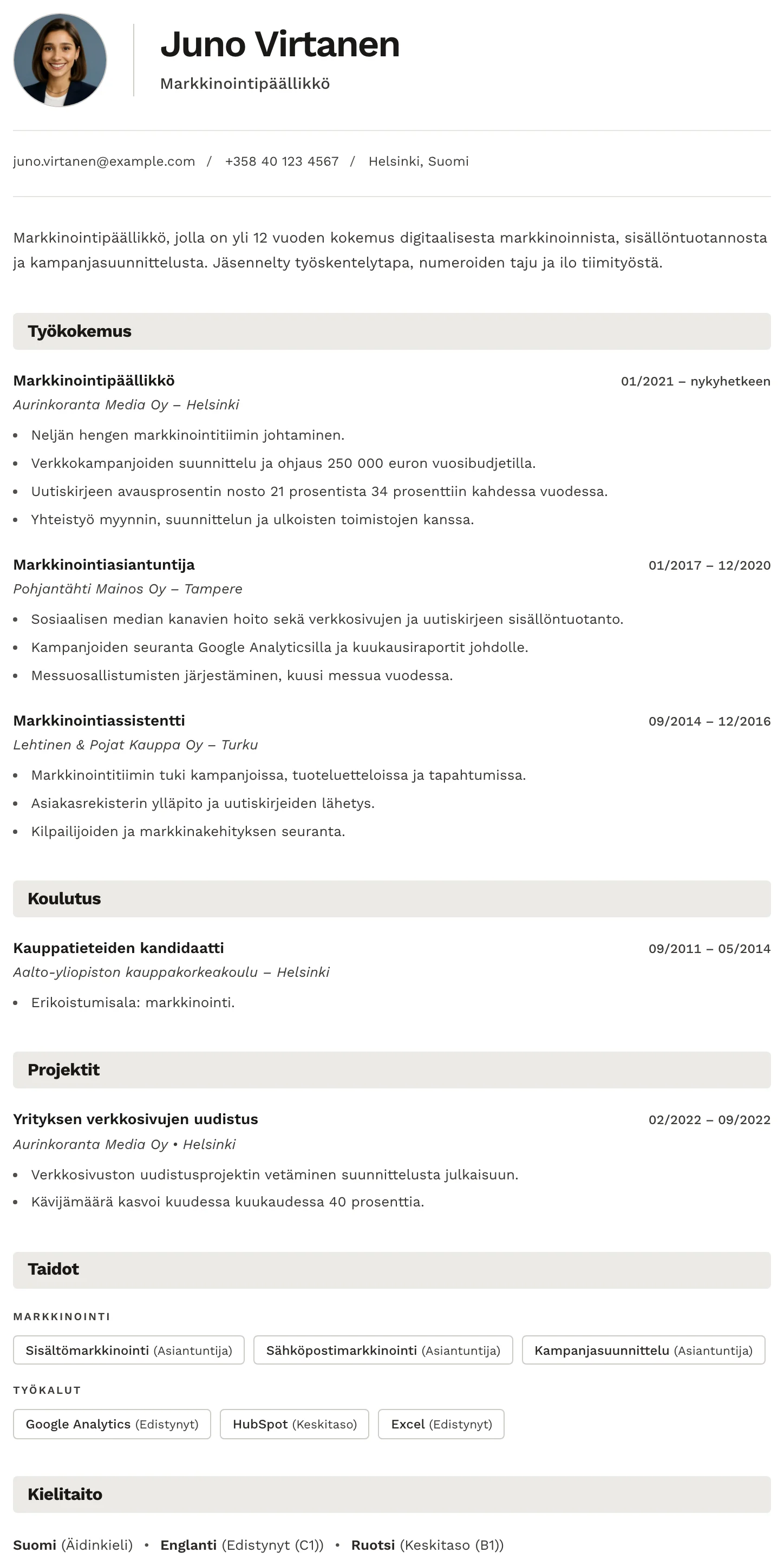 Bern CV template