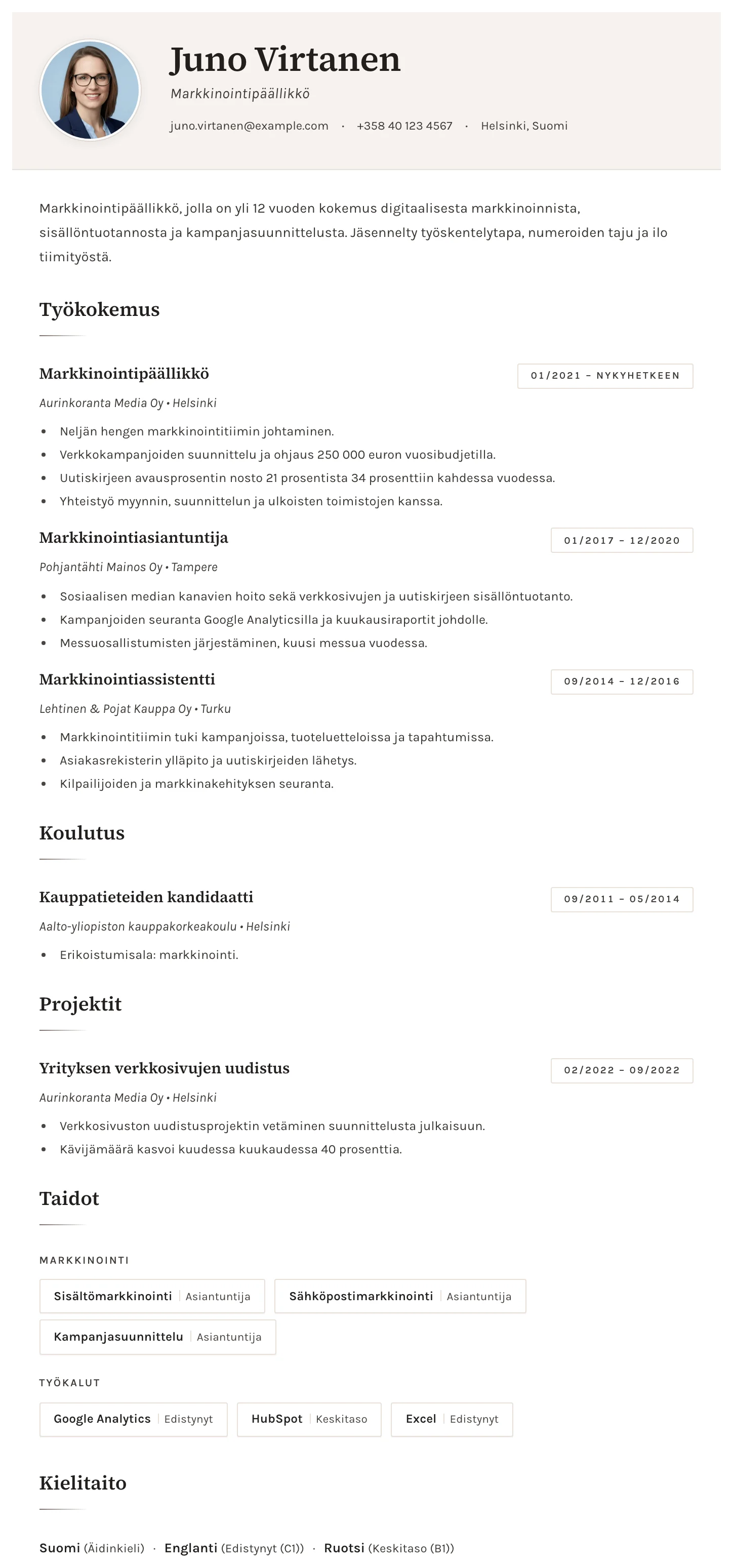 Sofia CV template