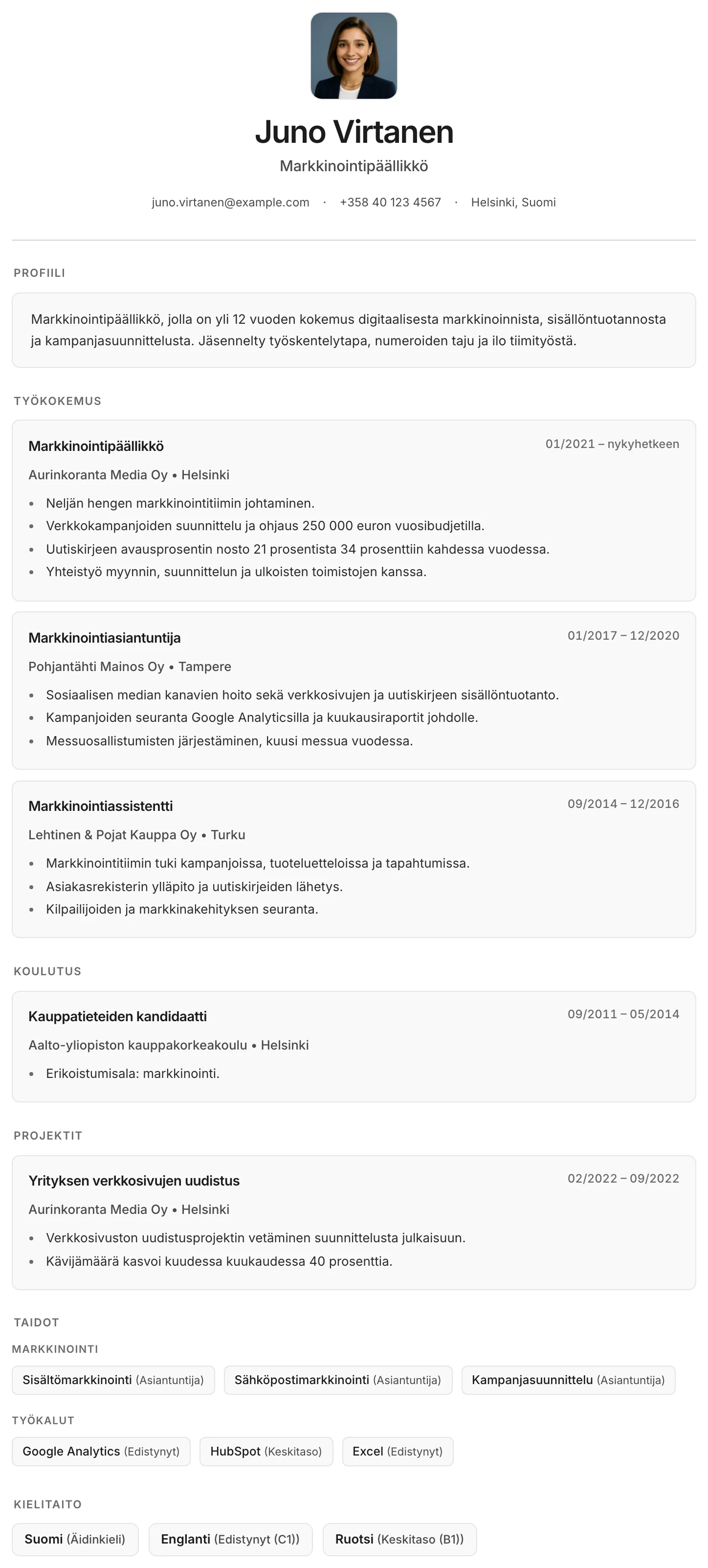 Granada CV template