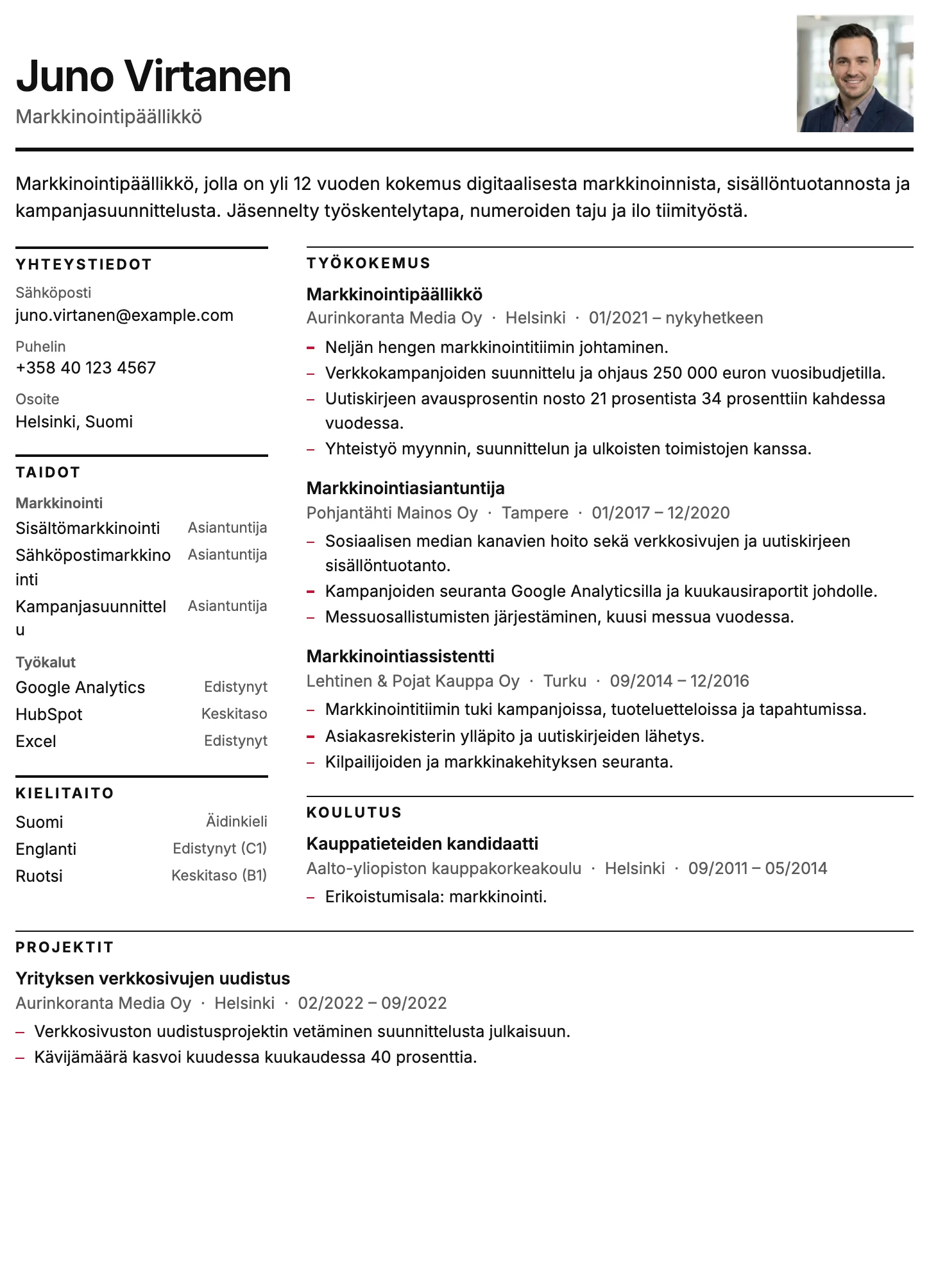 Tukholma CV template