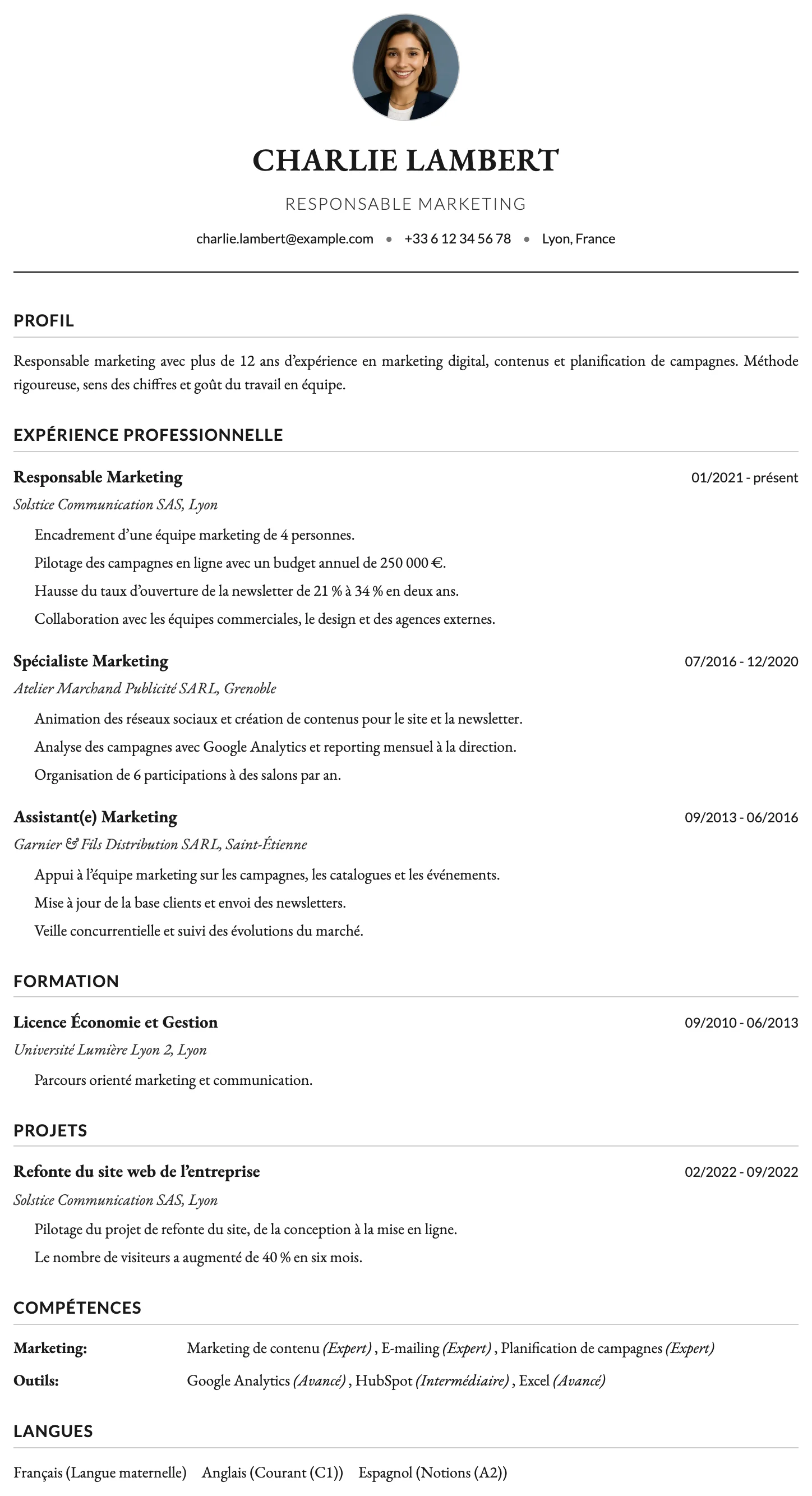 Oxford CV template