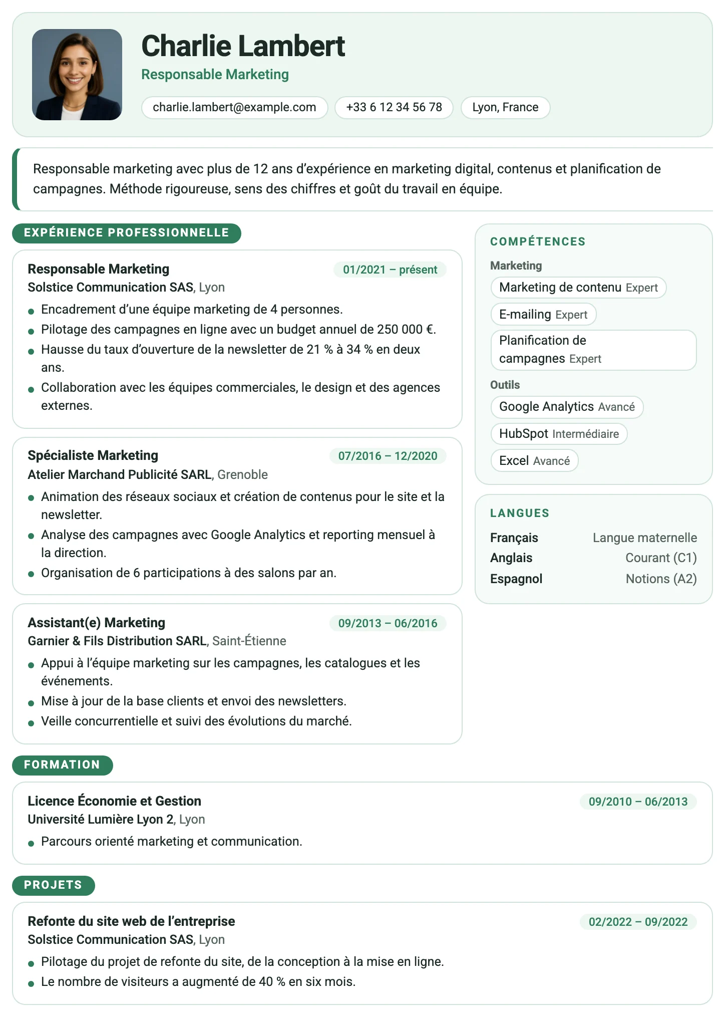 Copenhague CV template