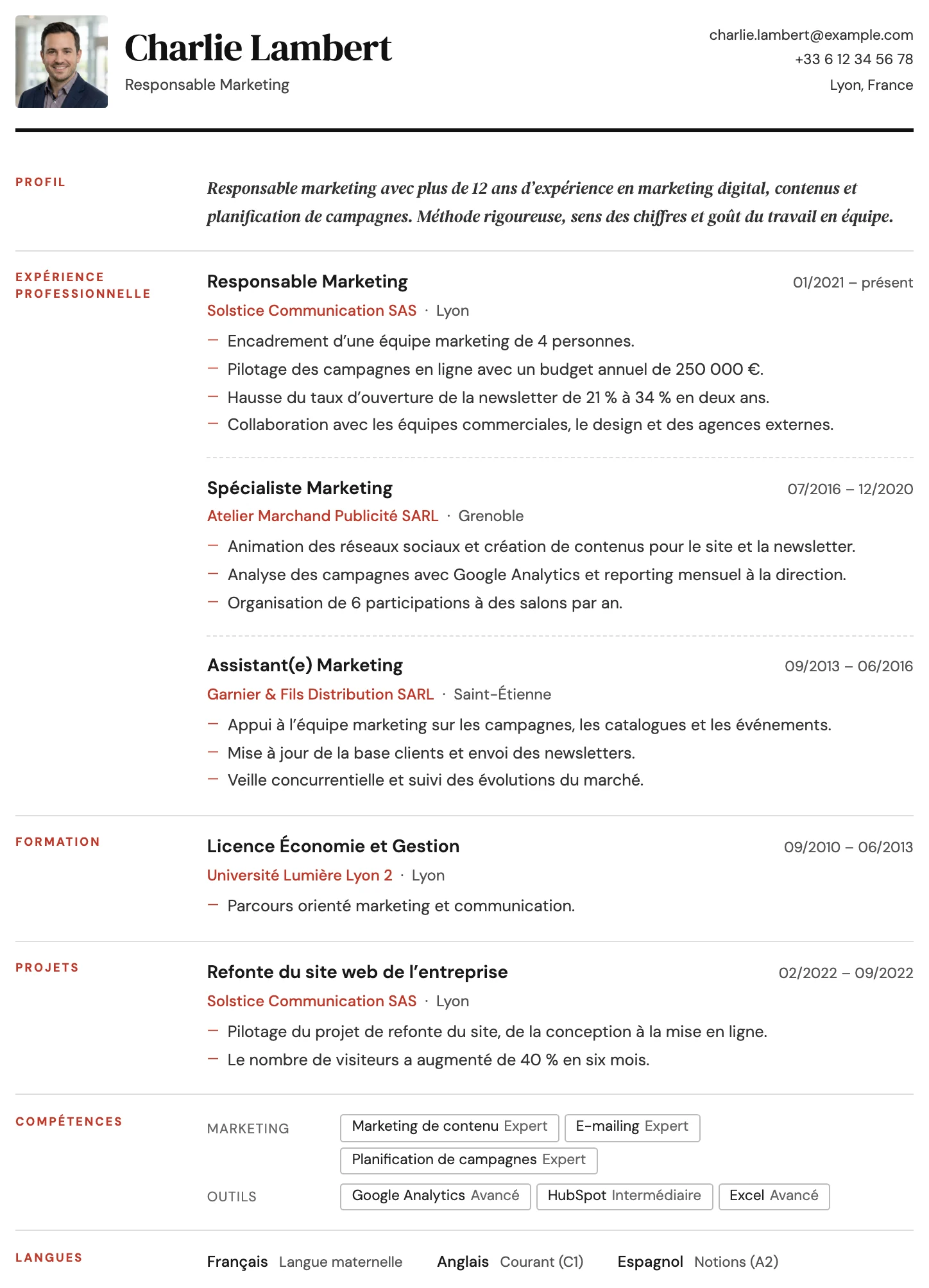 Madrid CV template