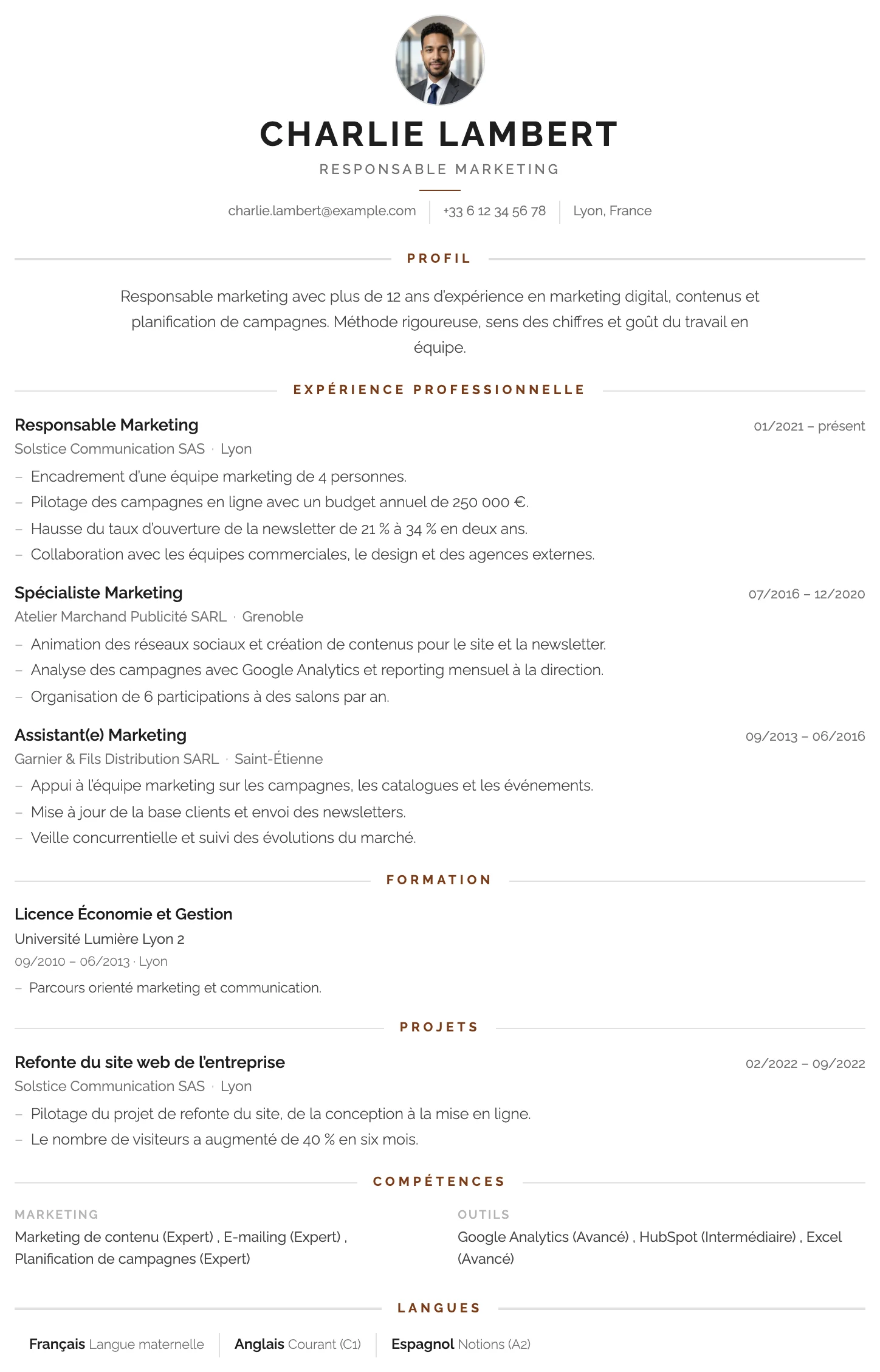 Londres CV template