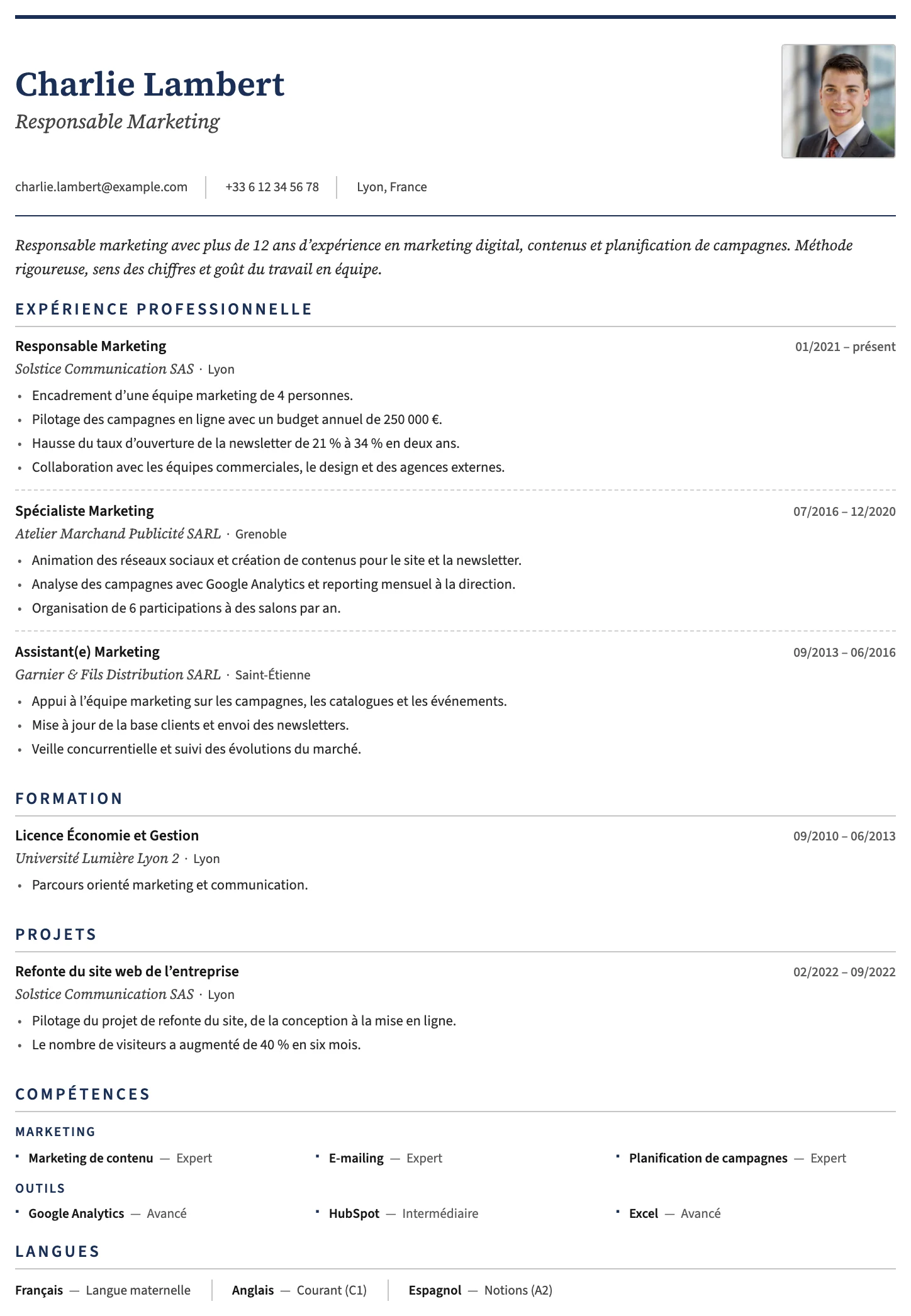 Genève CV template