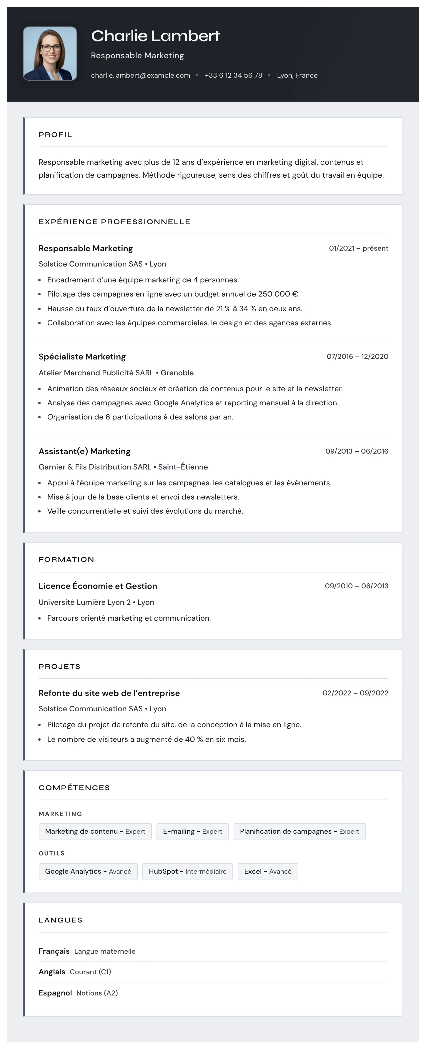 Turin CV template