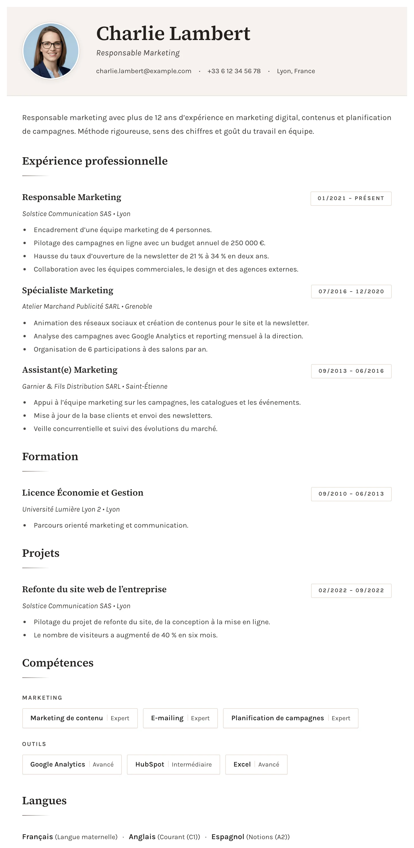 Sofia CV template