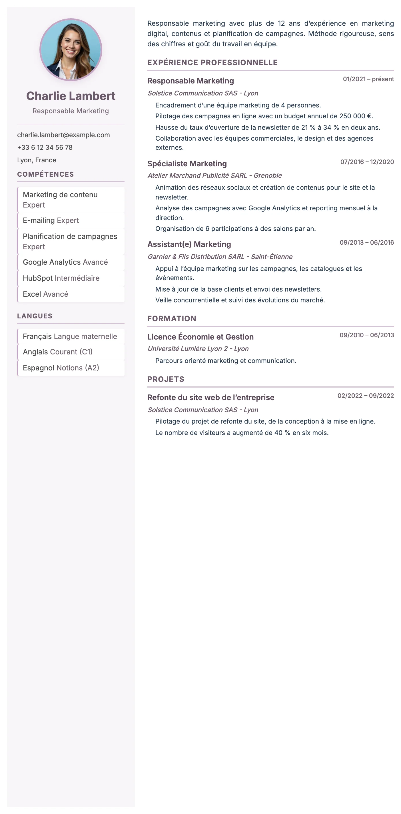 Parme CV template