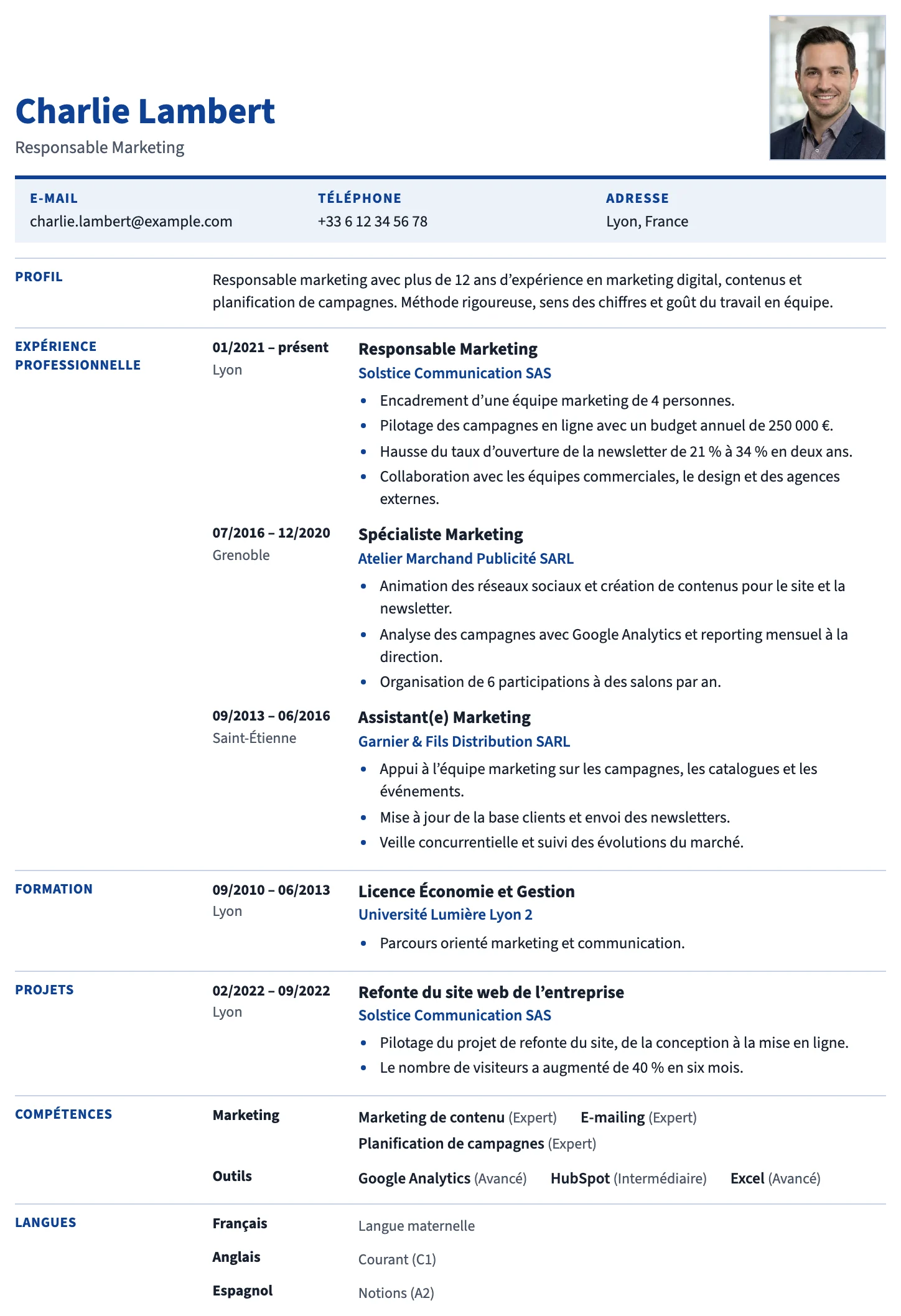 Bruxelles CV template