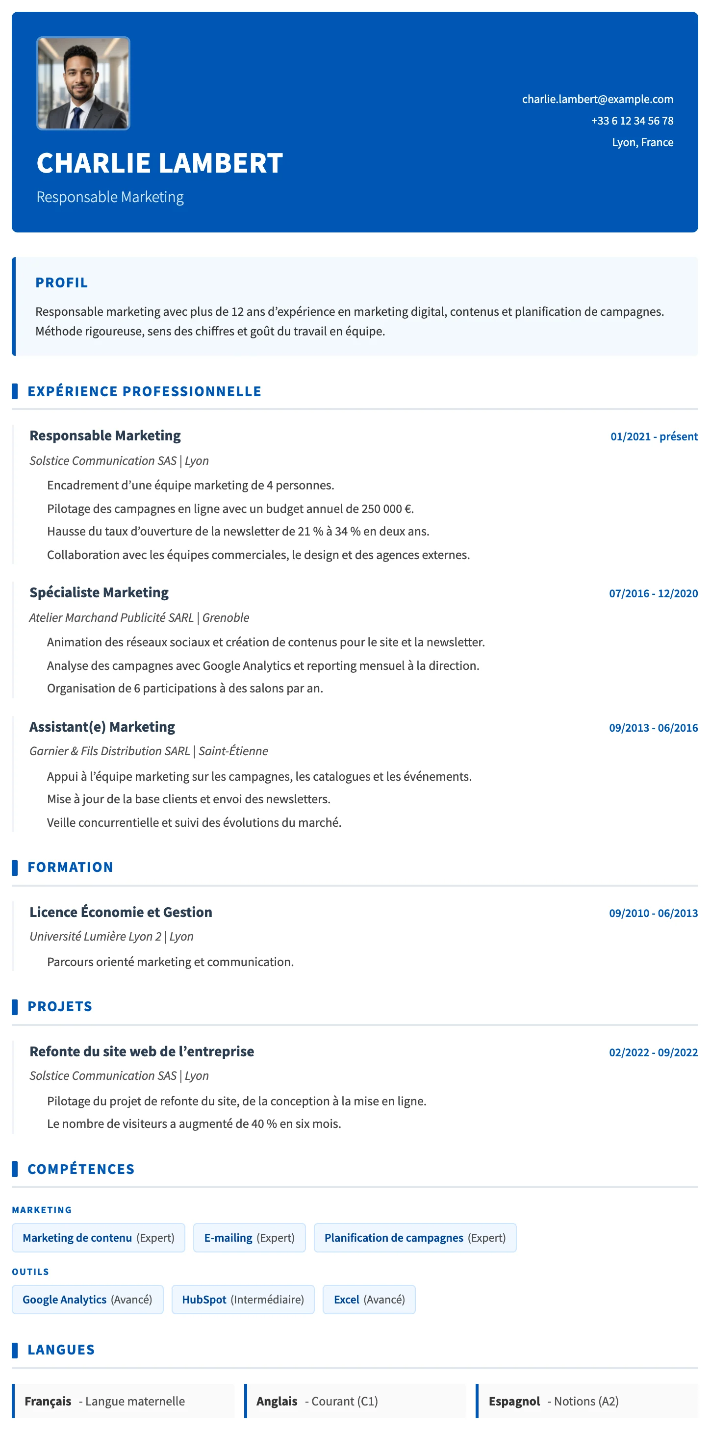 Bâle CV template