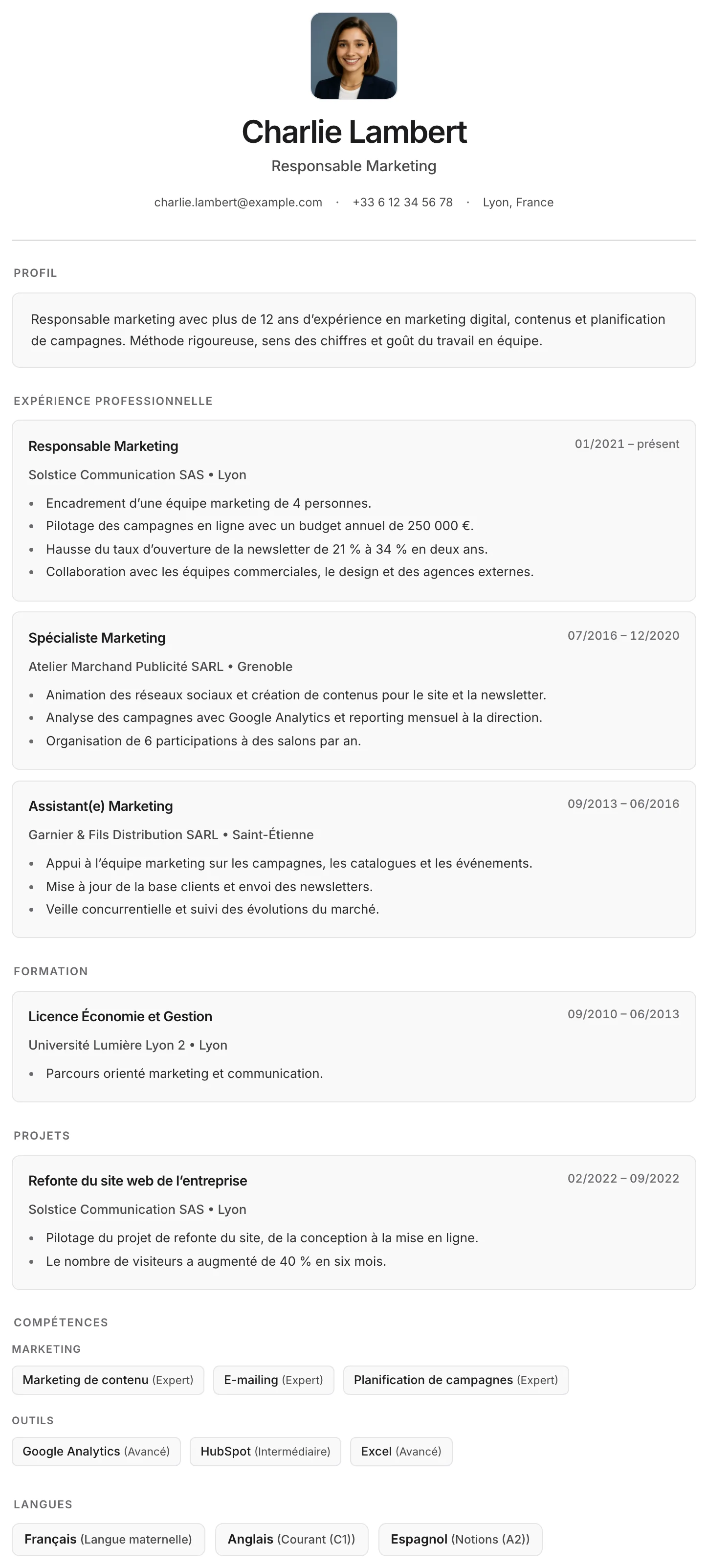Grenade CV template