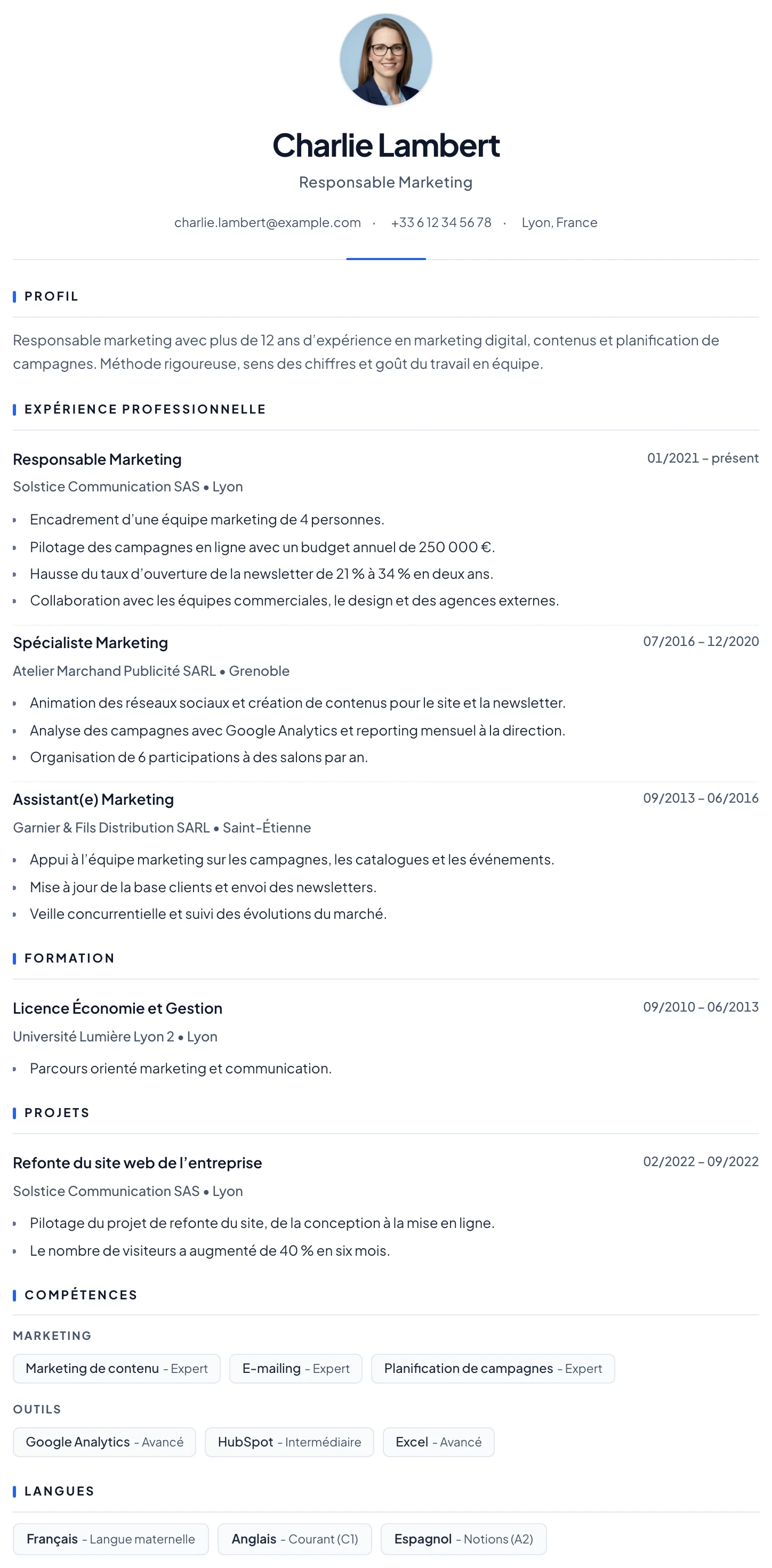 Barcelone CV template