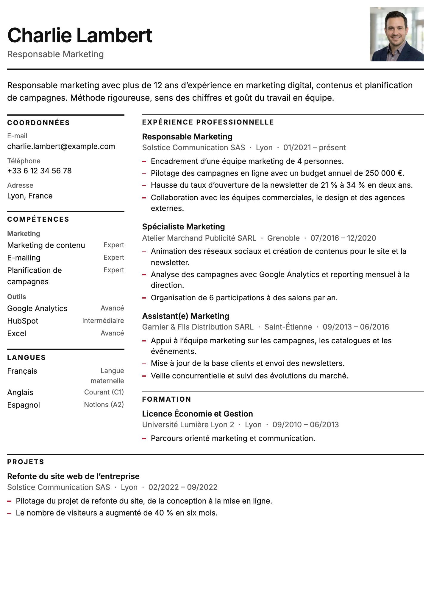 Stockholm CV template