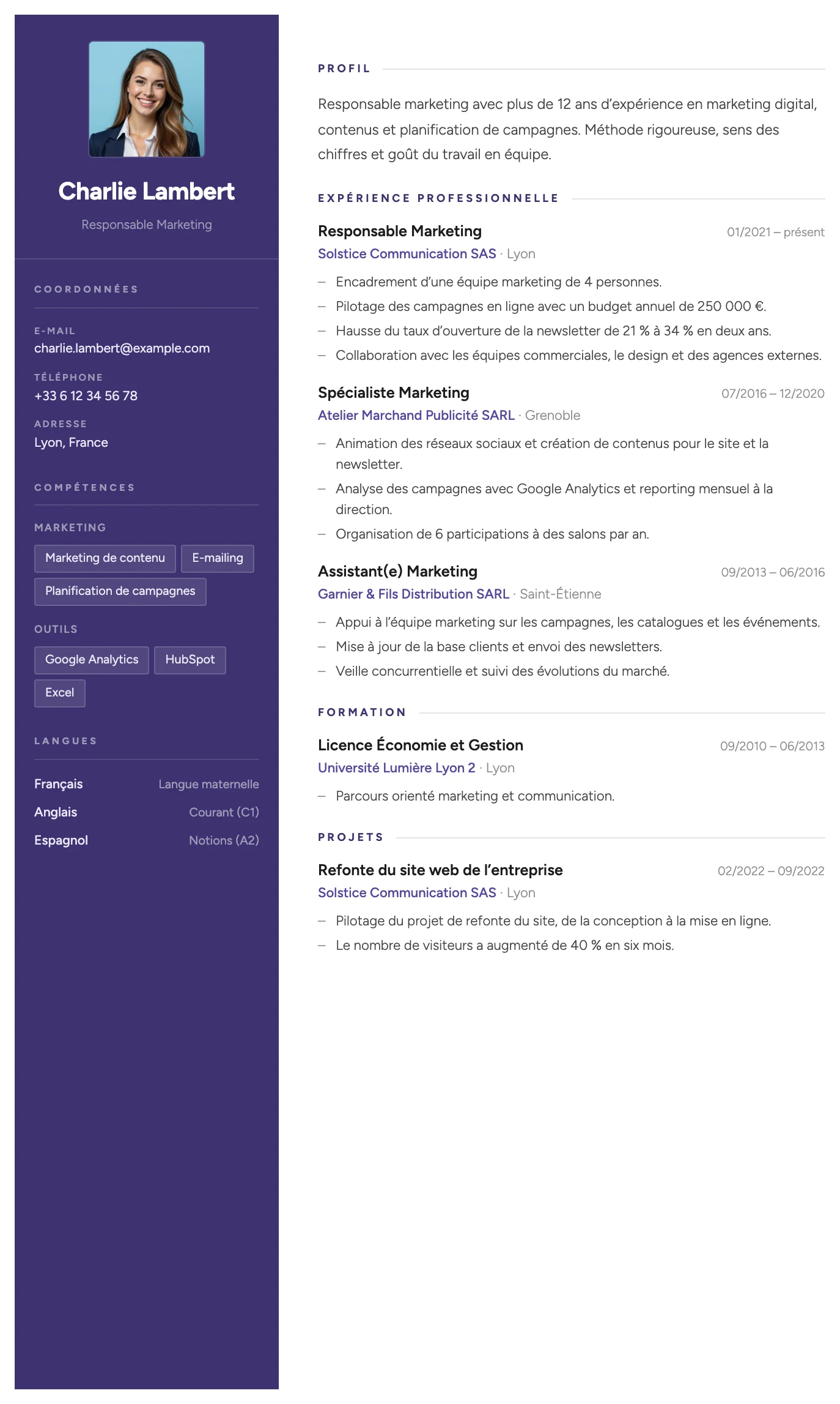 Venise CV template