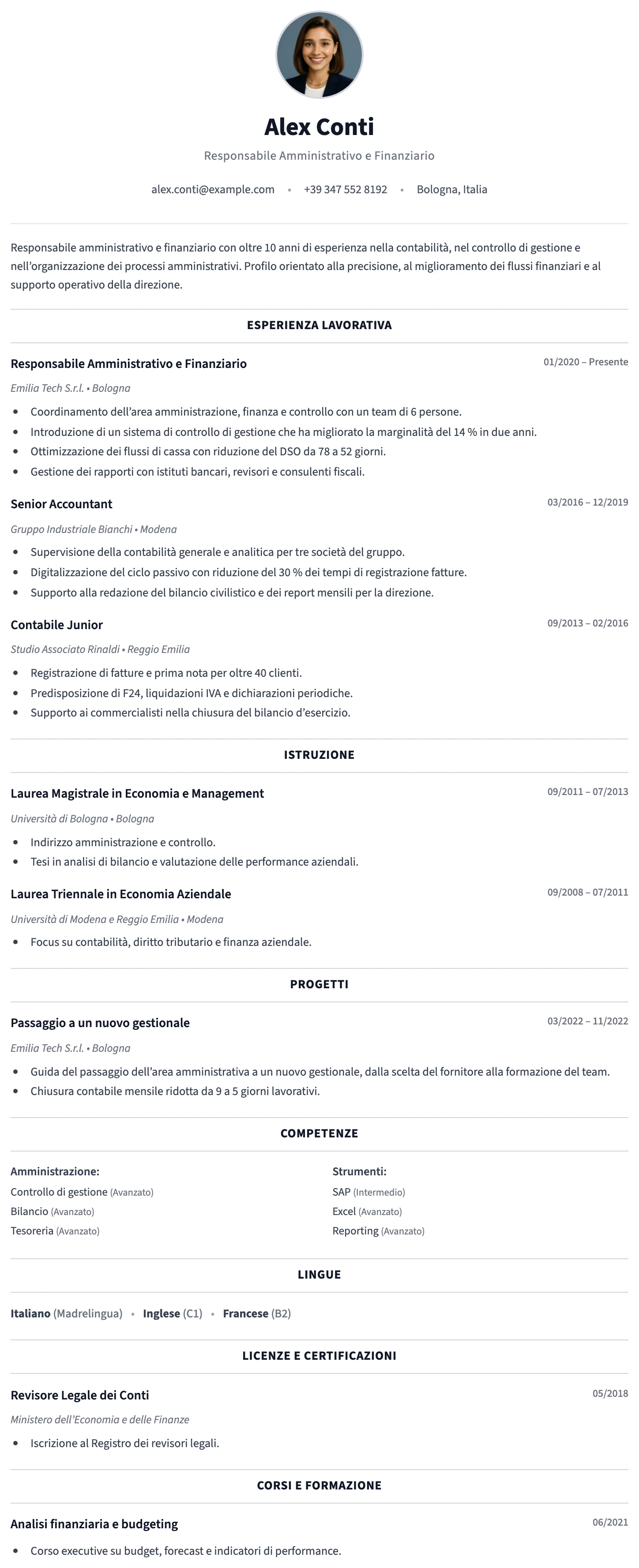 Verona CV template