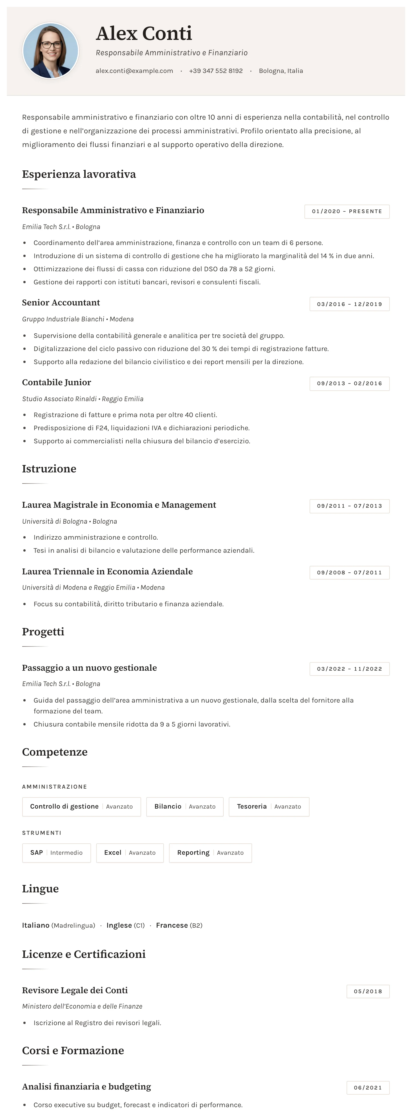 Sofia CV template