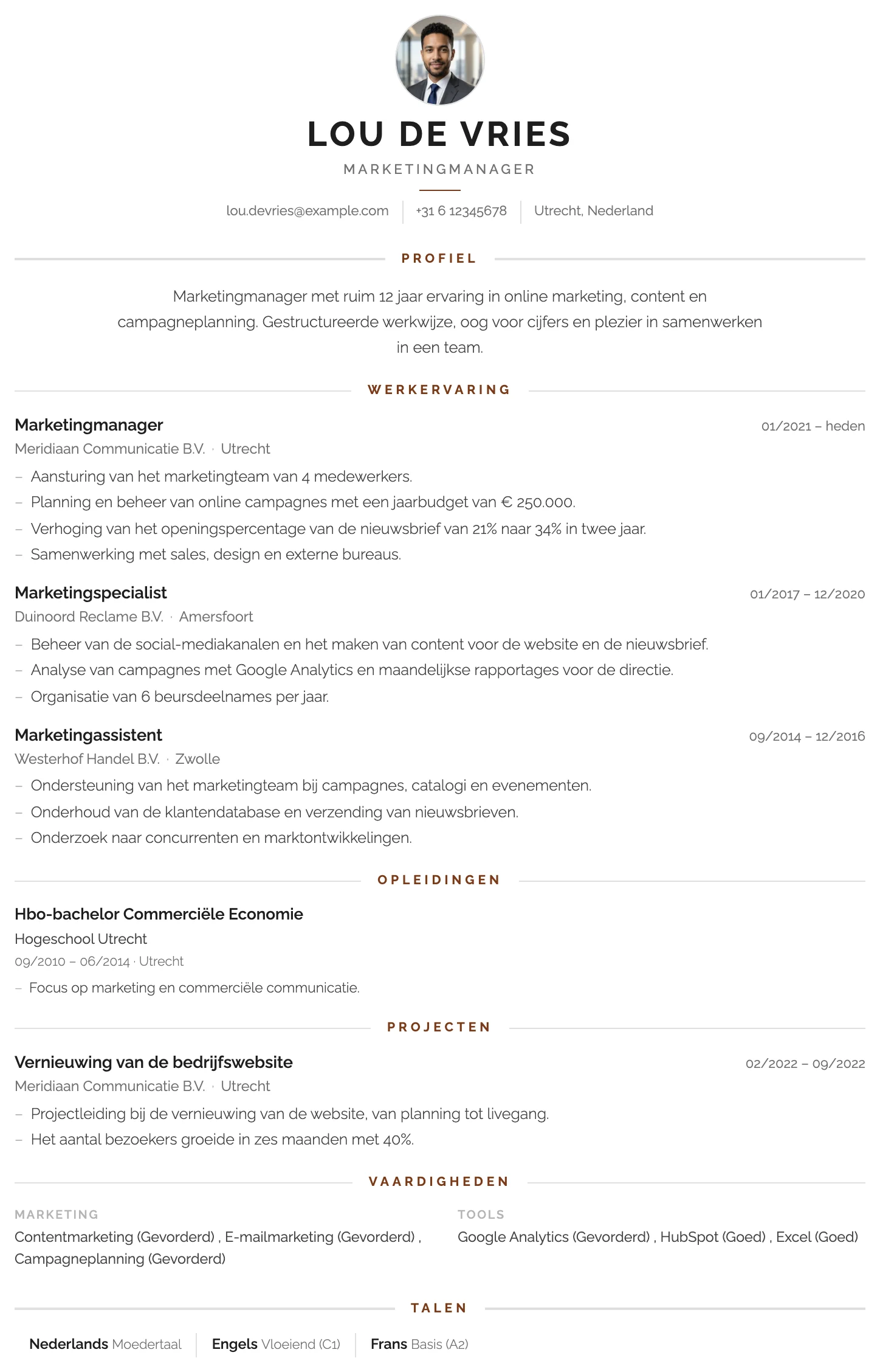 Cv-template Londen