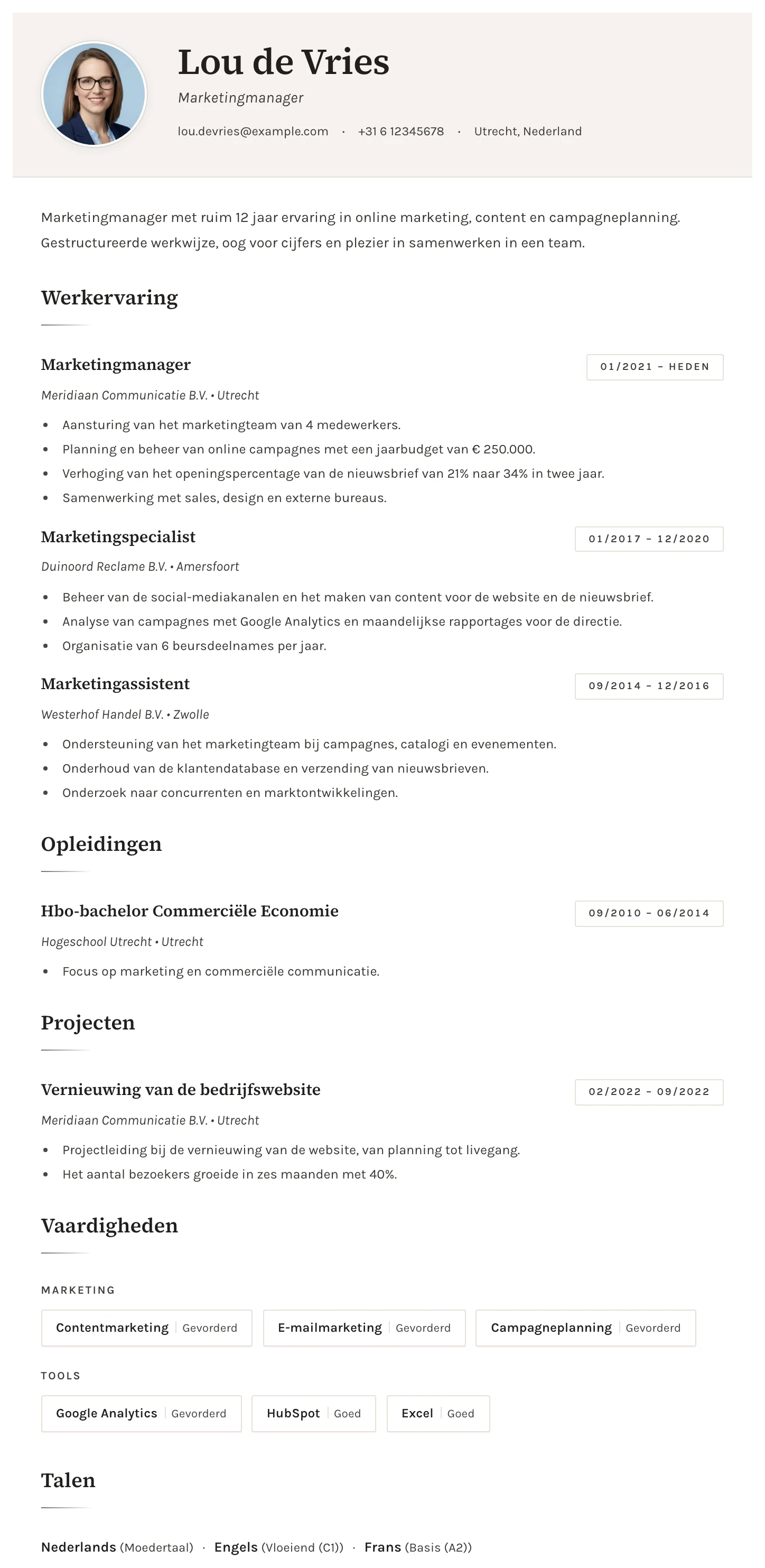 Cv-template Sofia