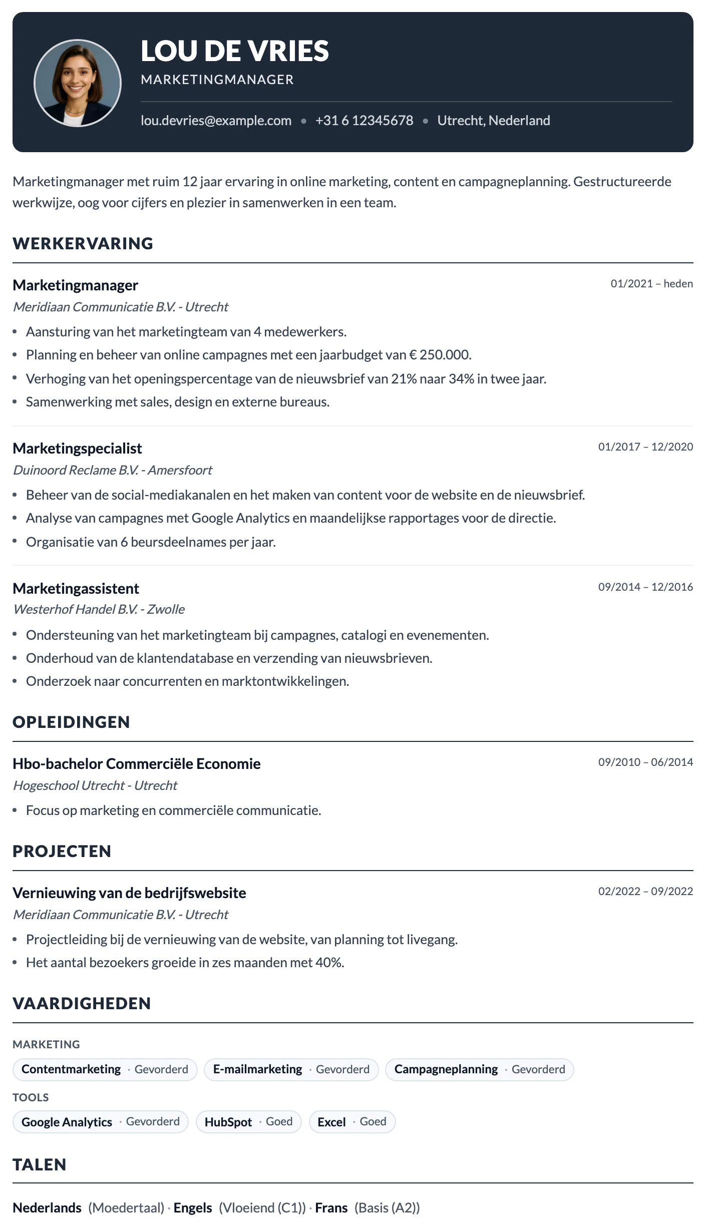 Cv-template Milaan