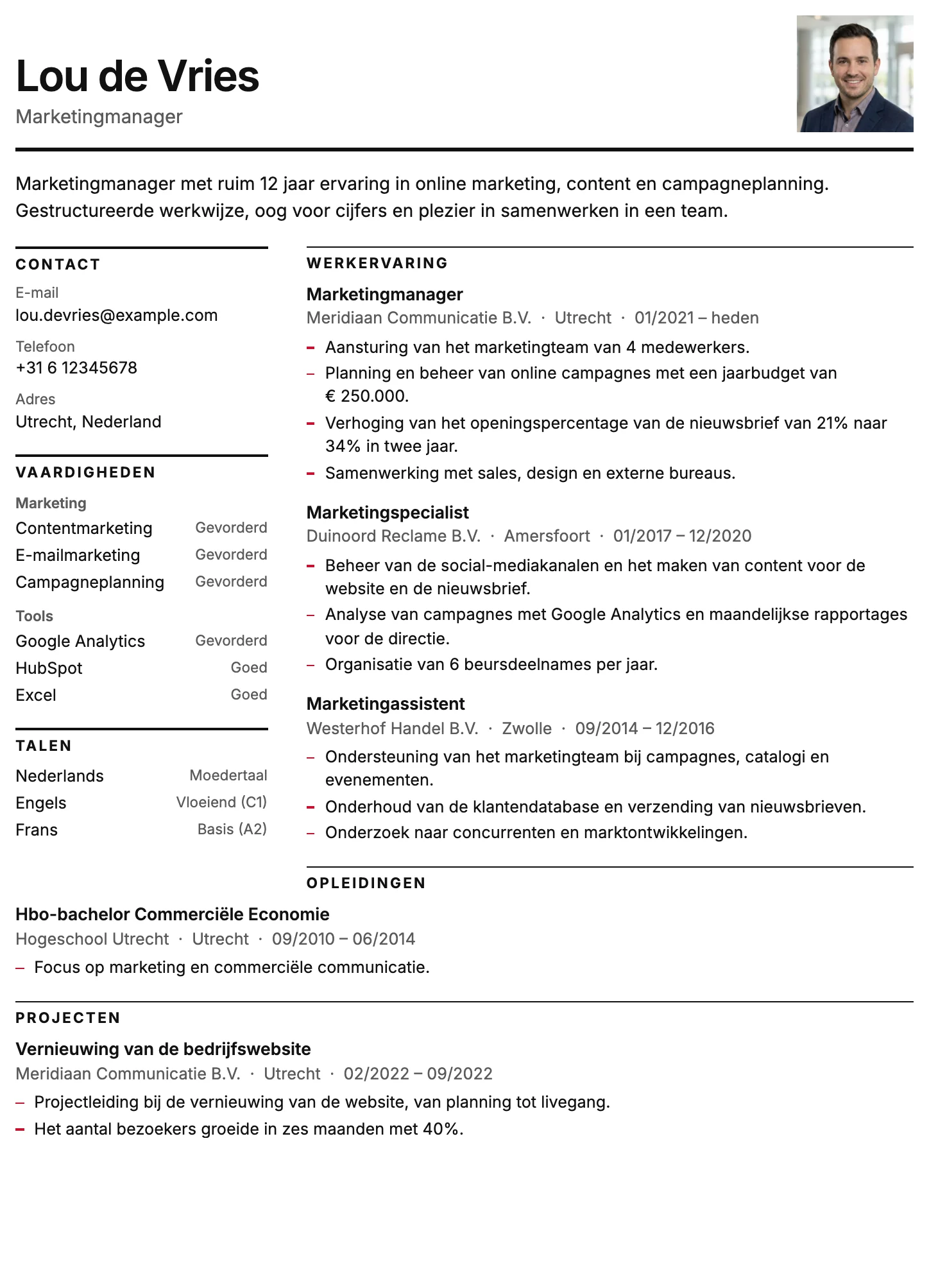Cv-template Stockholm