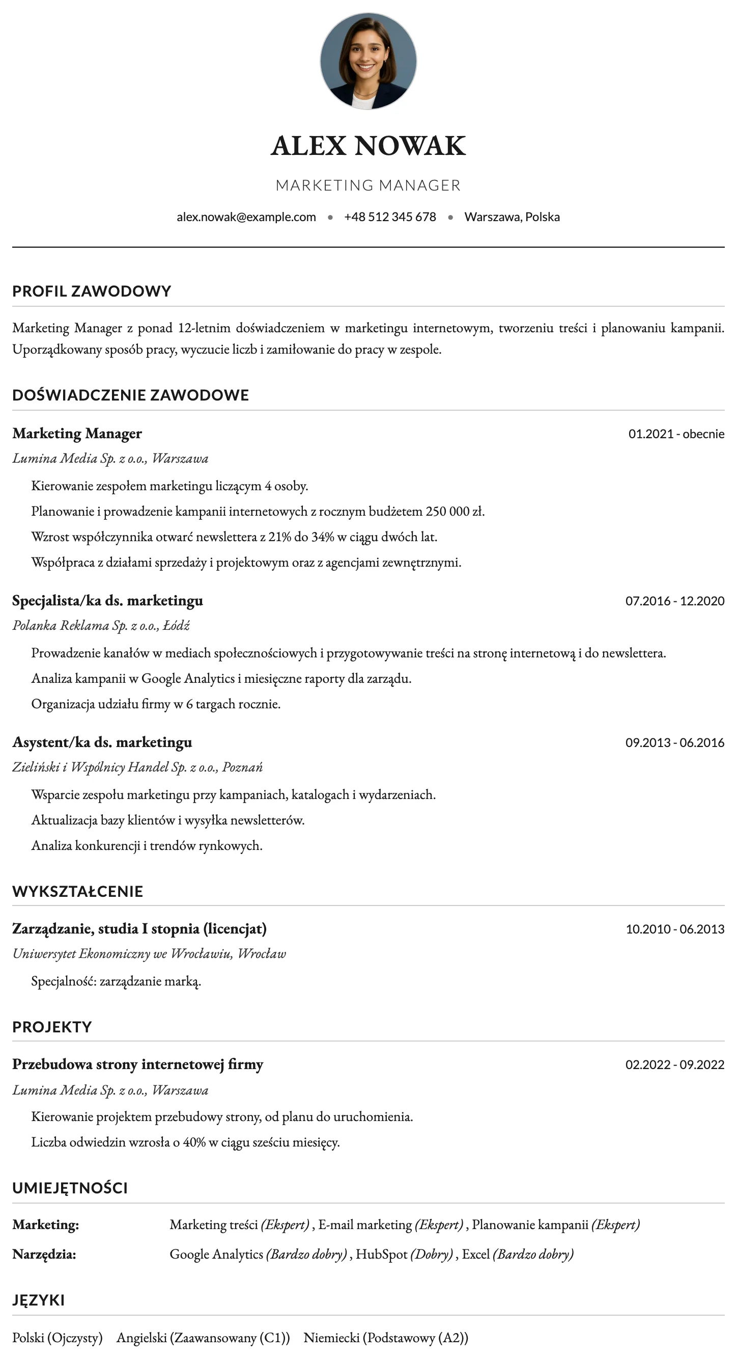 Oksford CV template