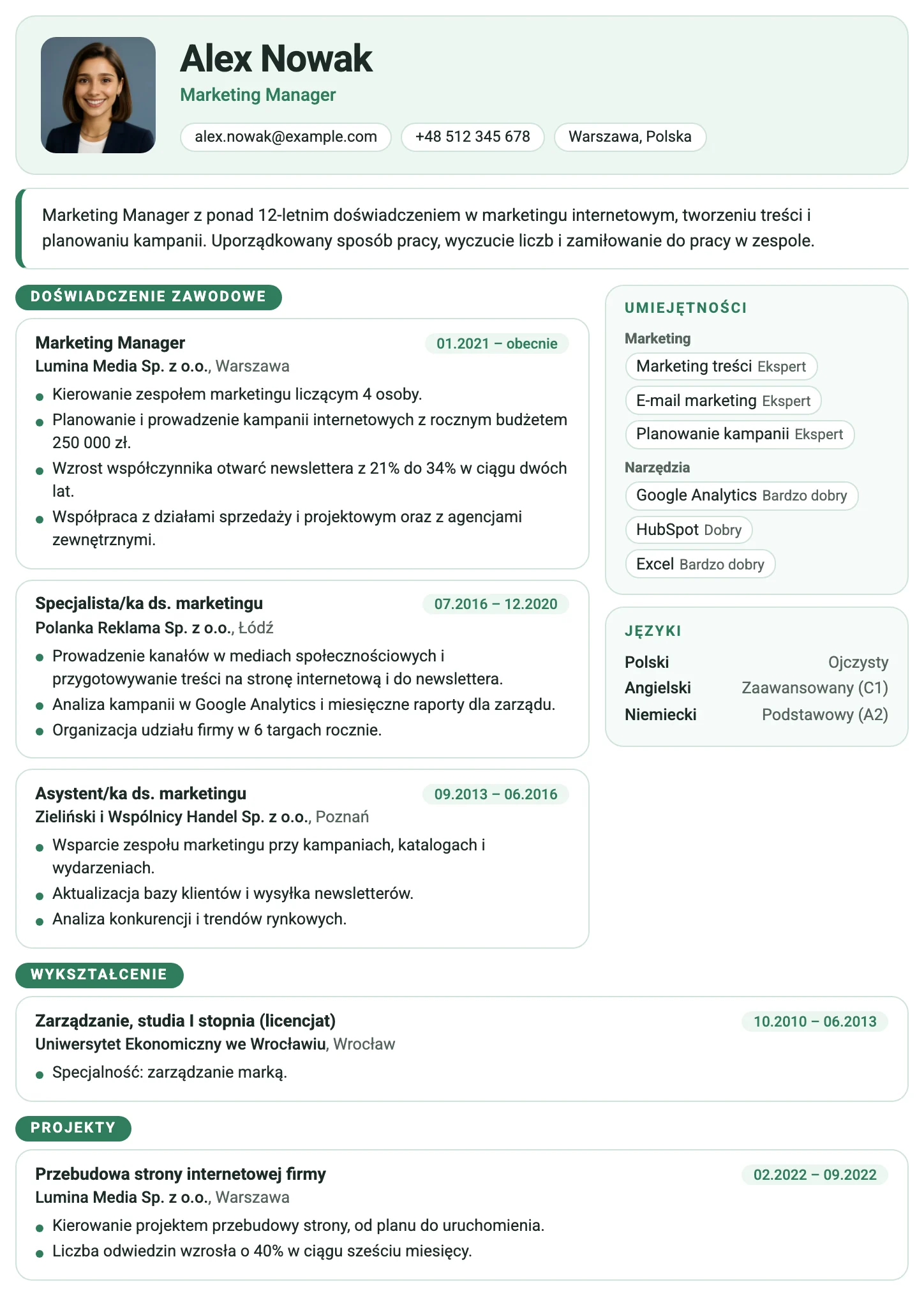 Kopenhaga CV template