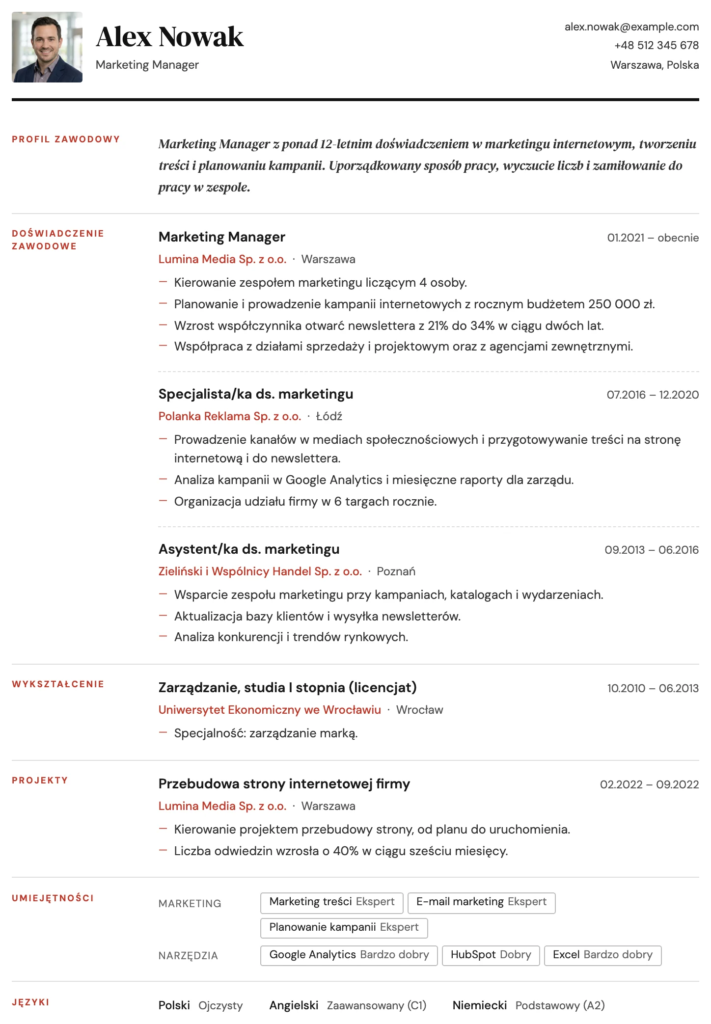 Madryt CV template
