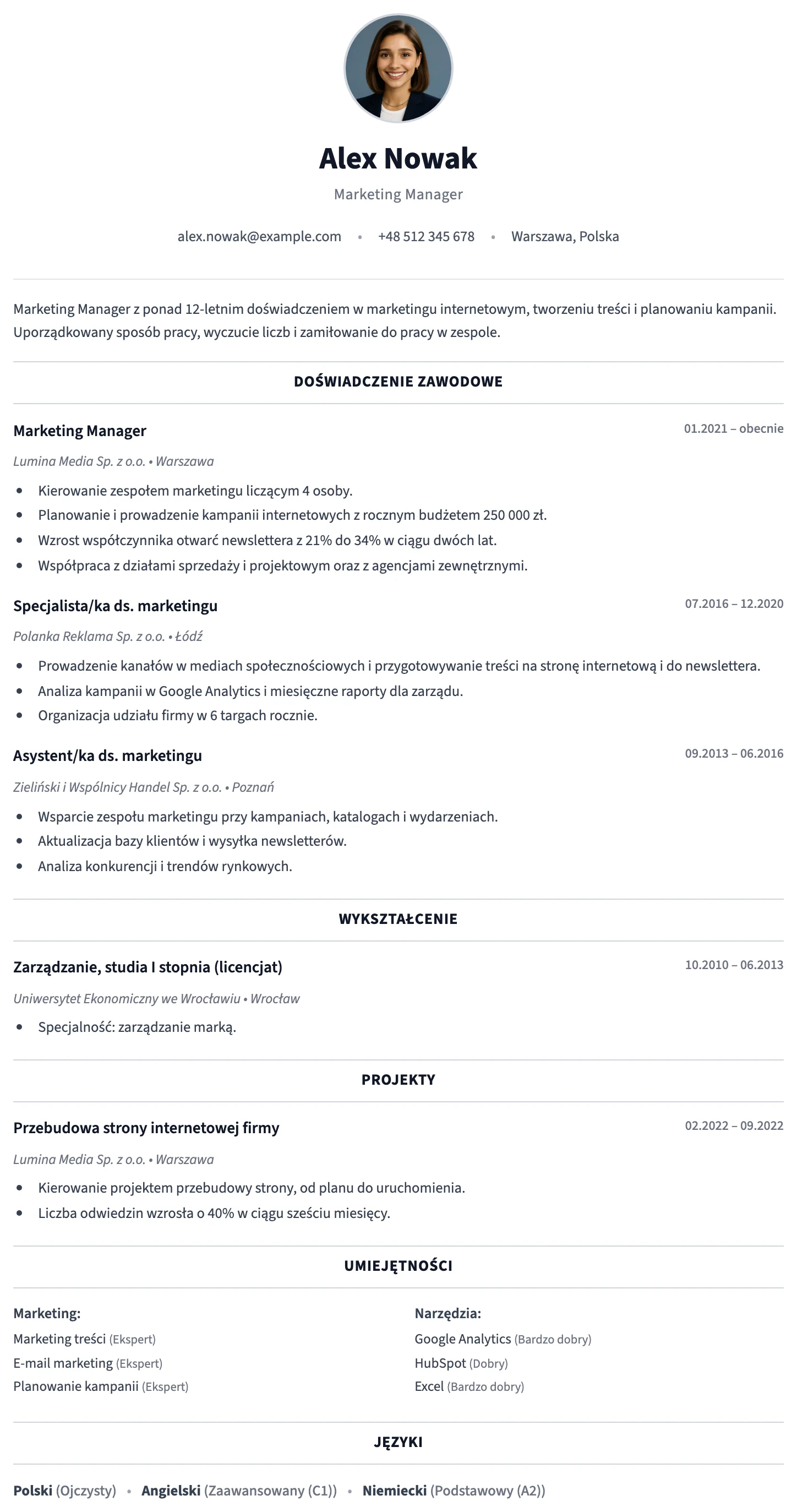Werona CV template