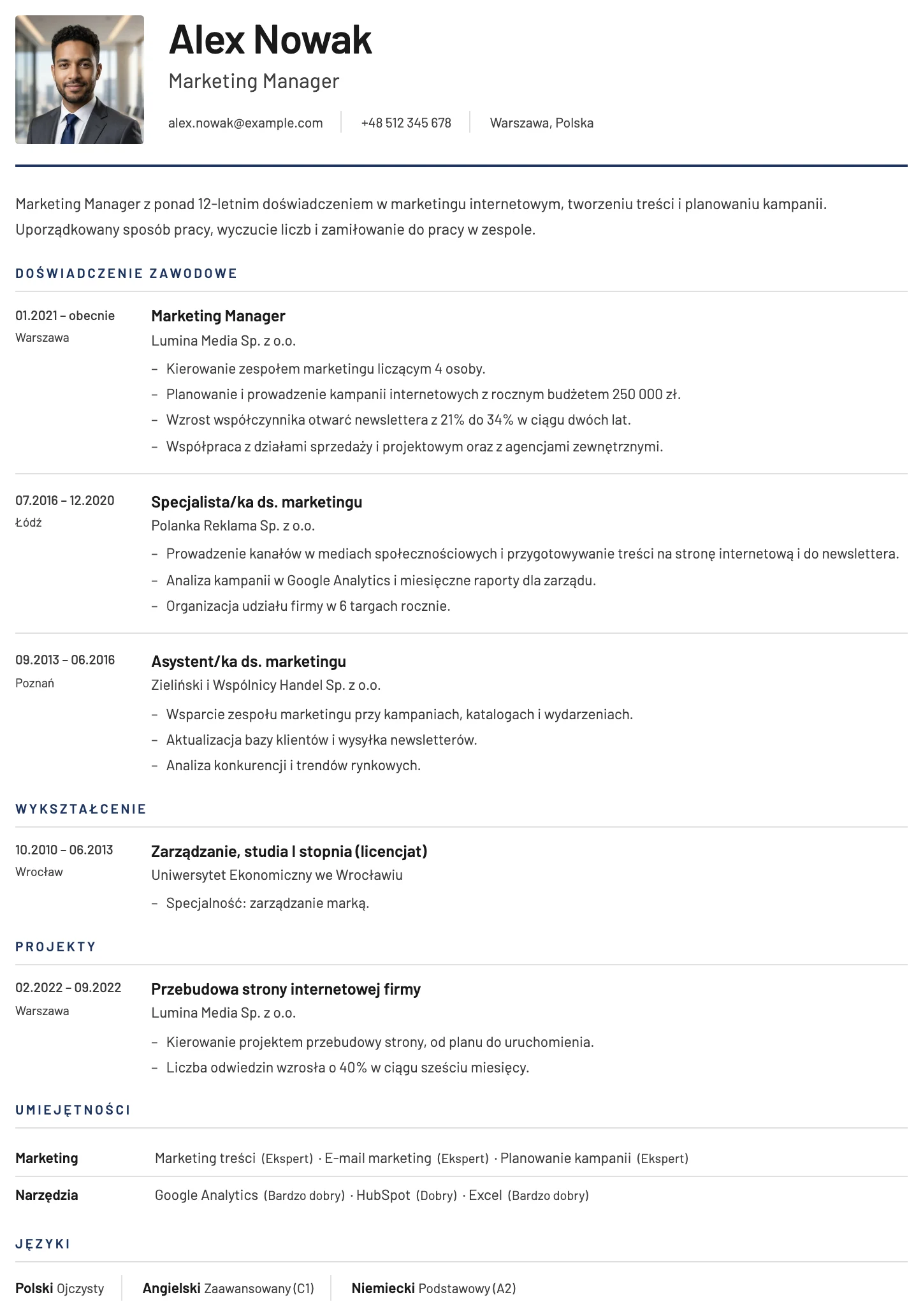 York CV template