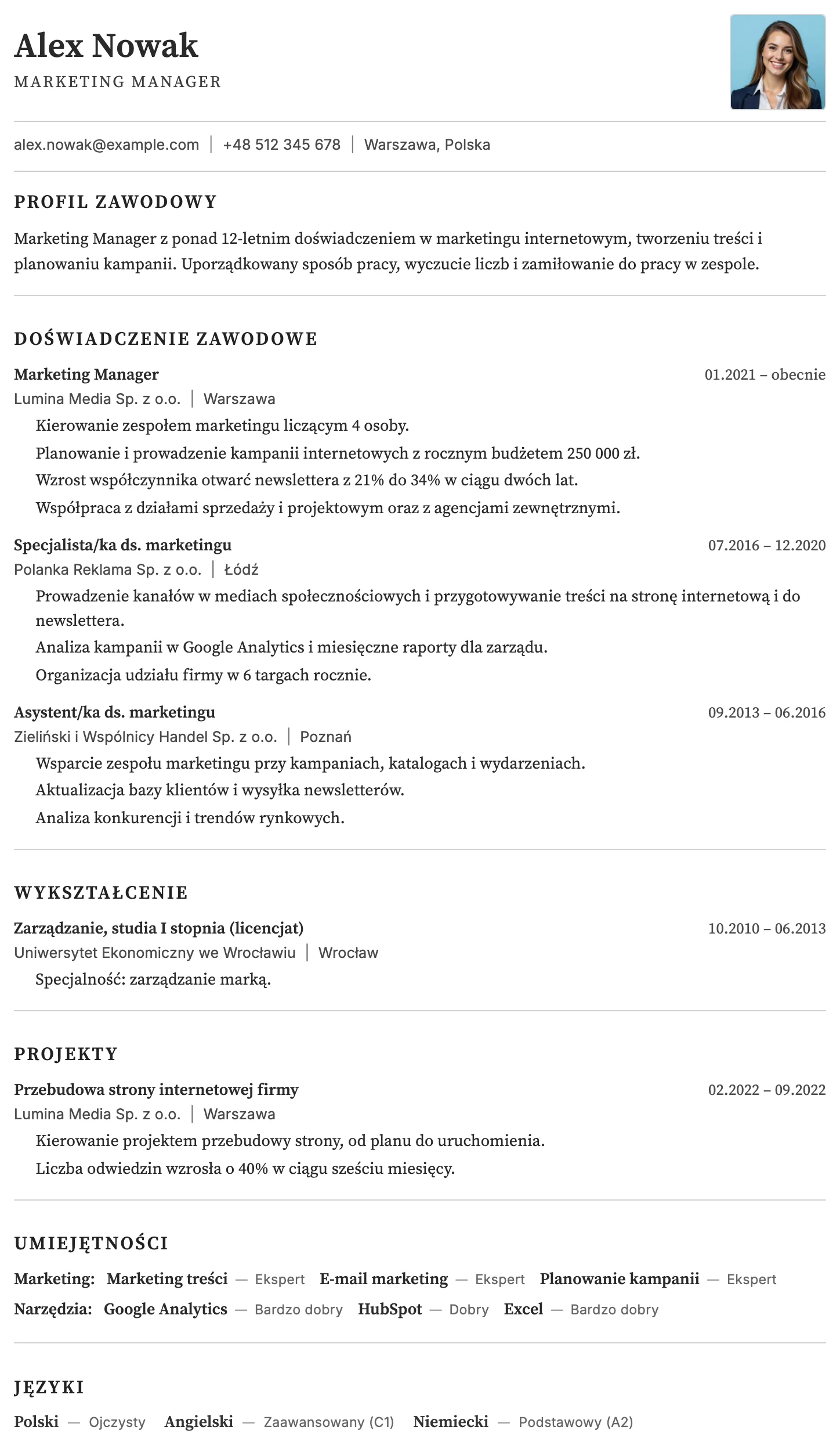 Rzym CV template
