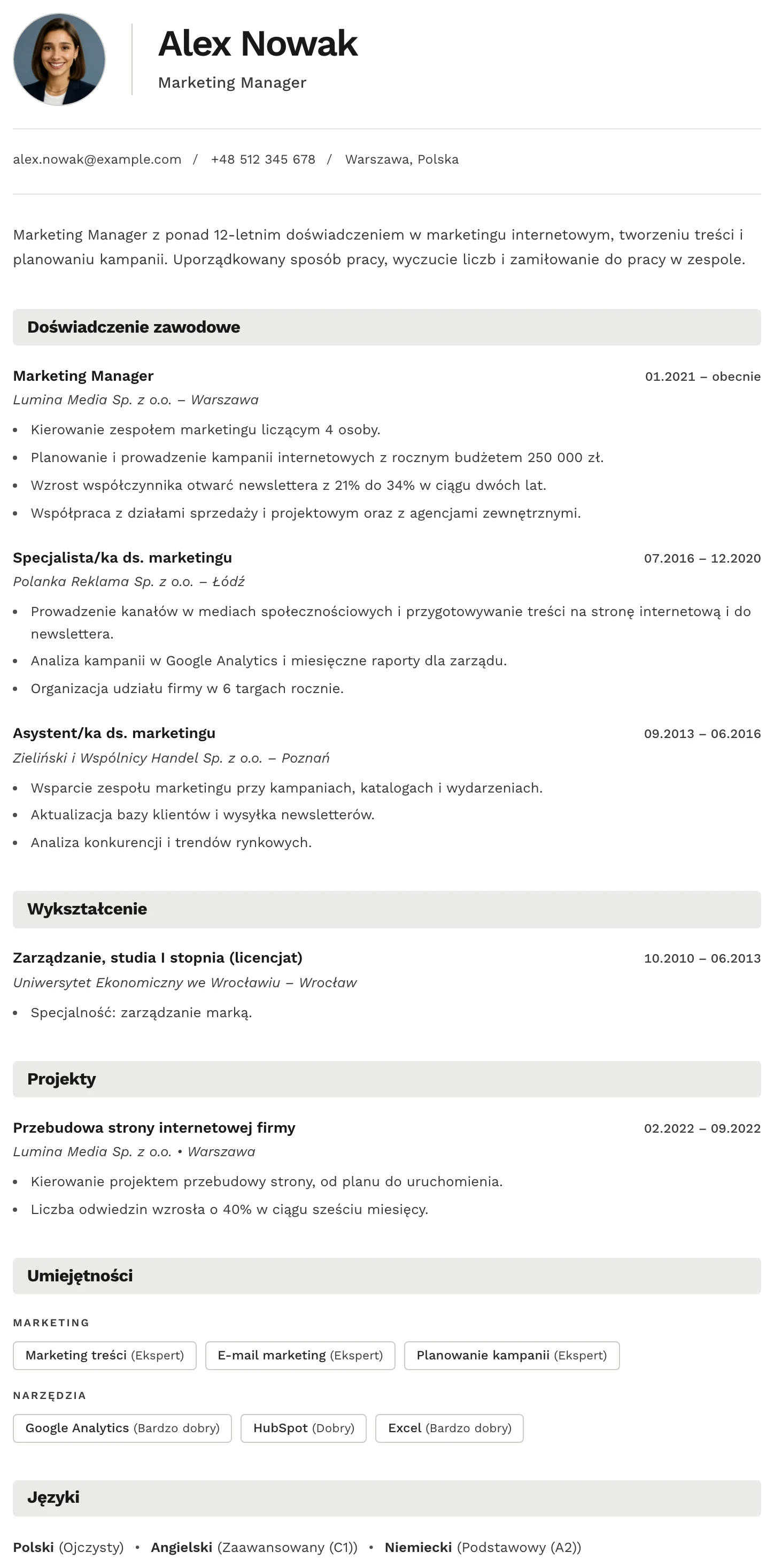 Berno CV template