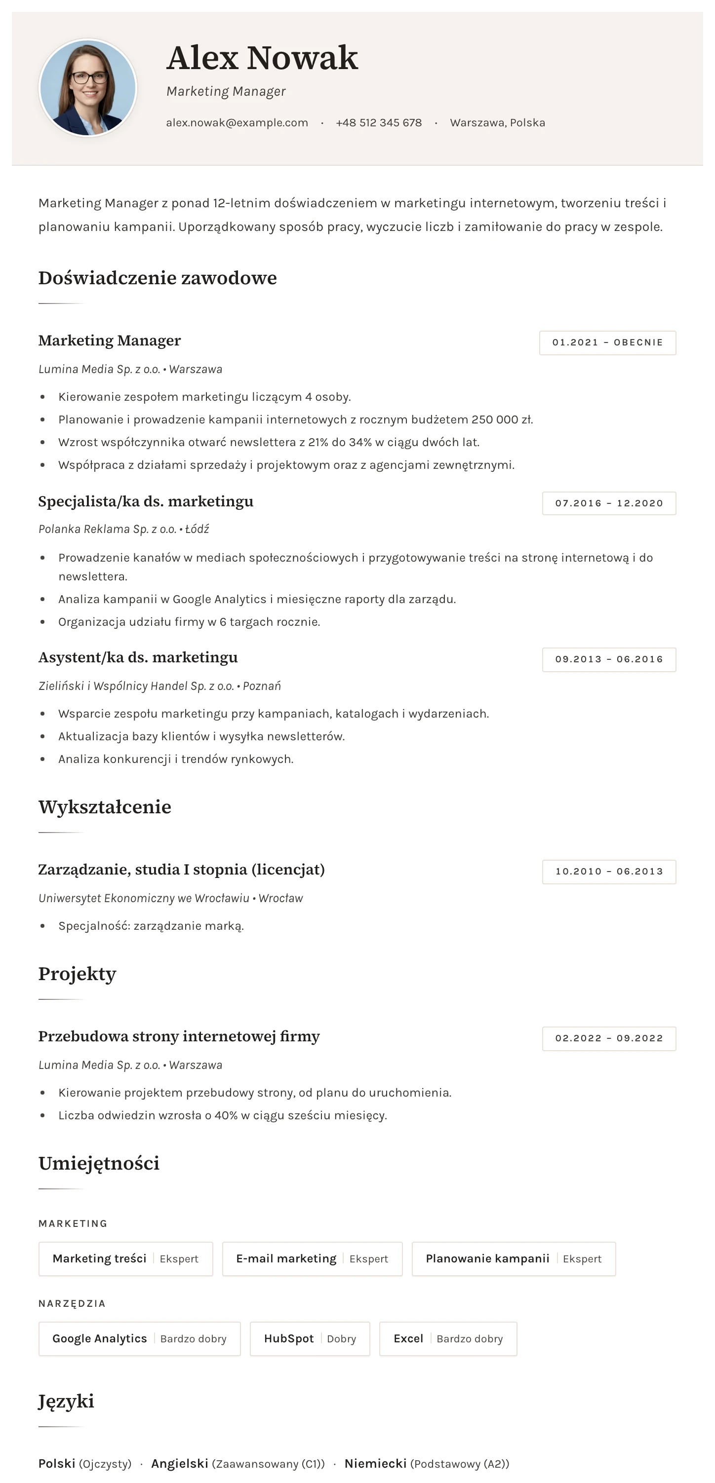 Sofia CV template