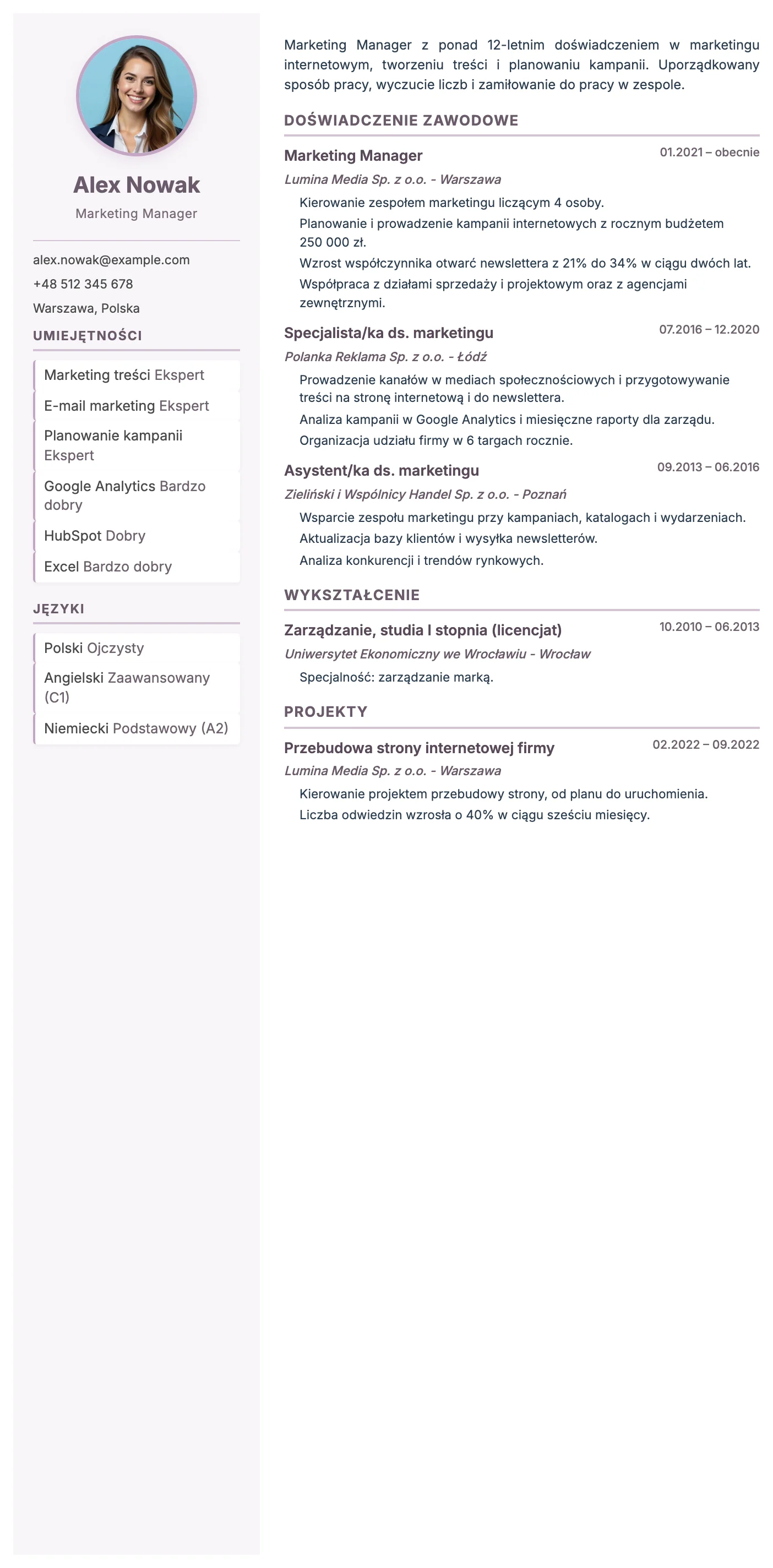 Parma CV template