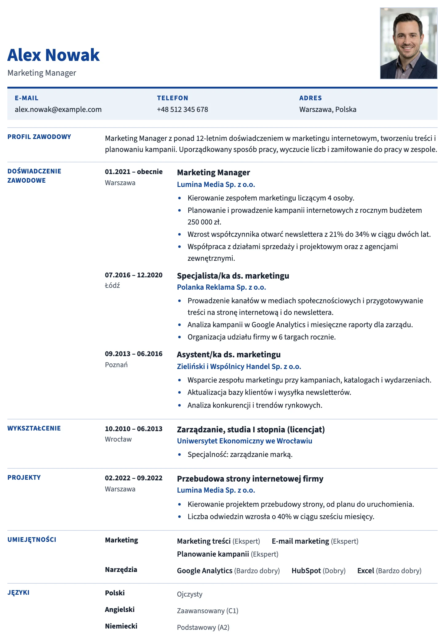 Bruksela CV template