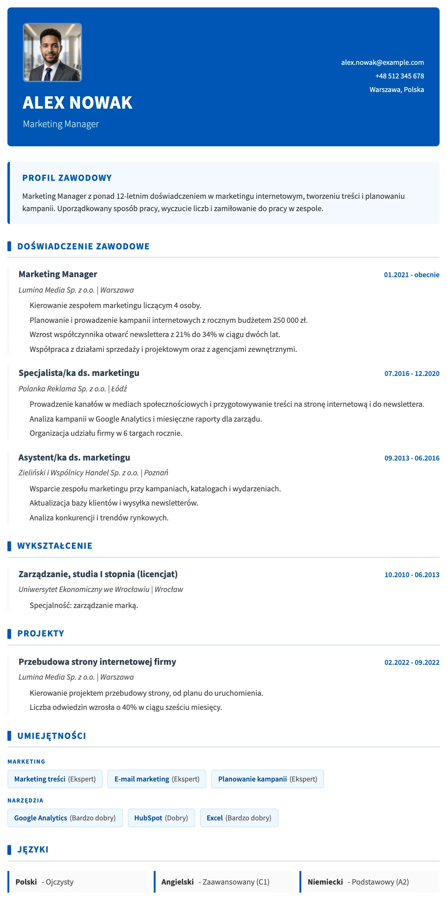 Bazylea CV template