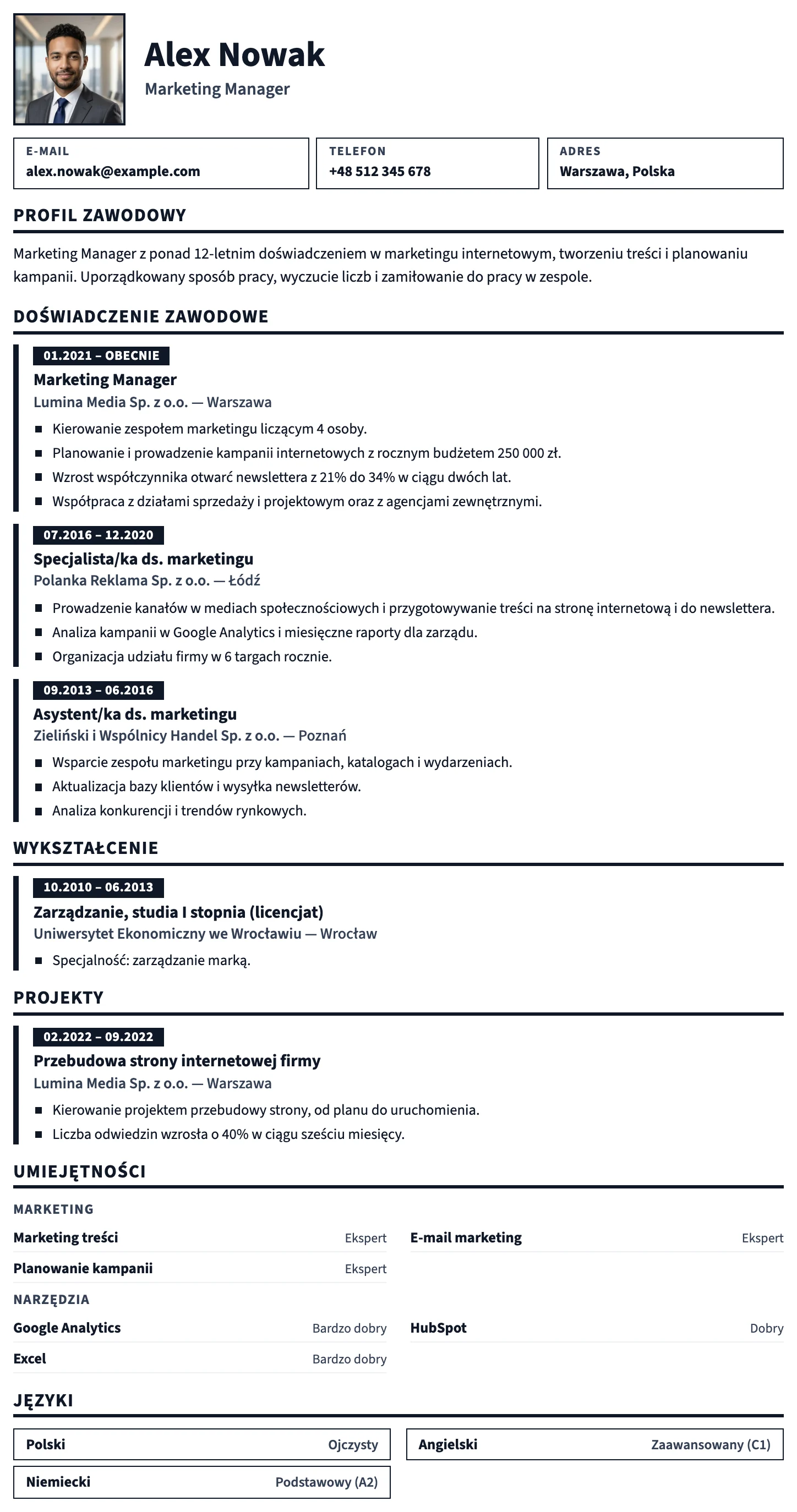 Praga CV template