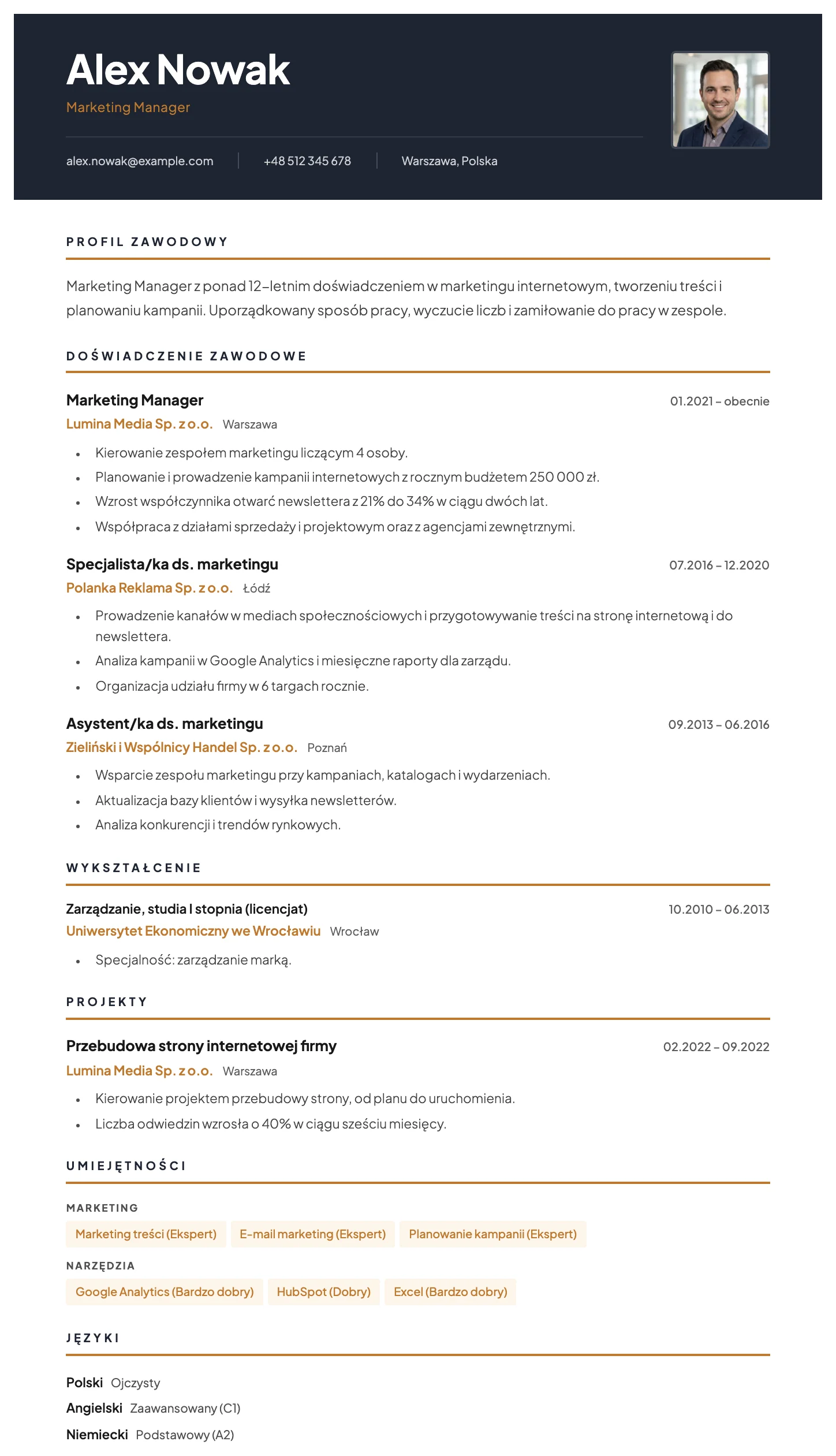 Wiedeń CV template
