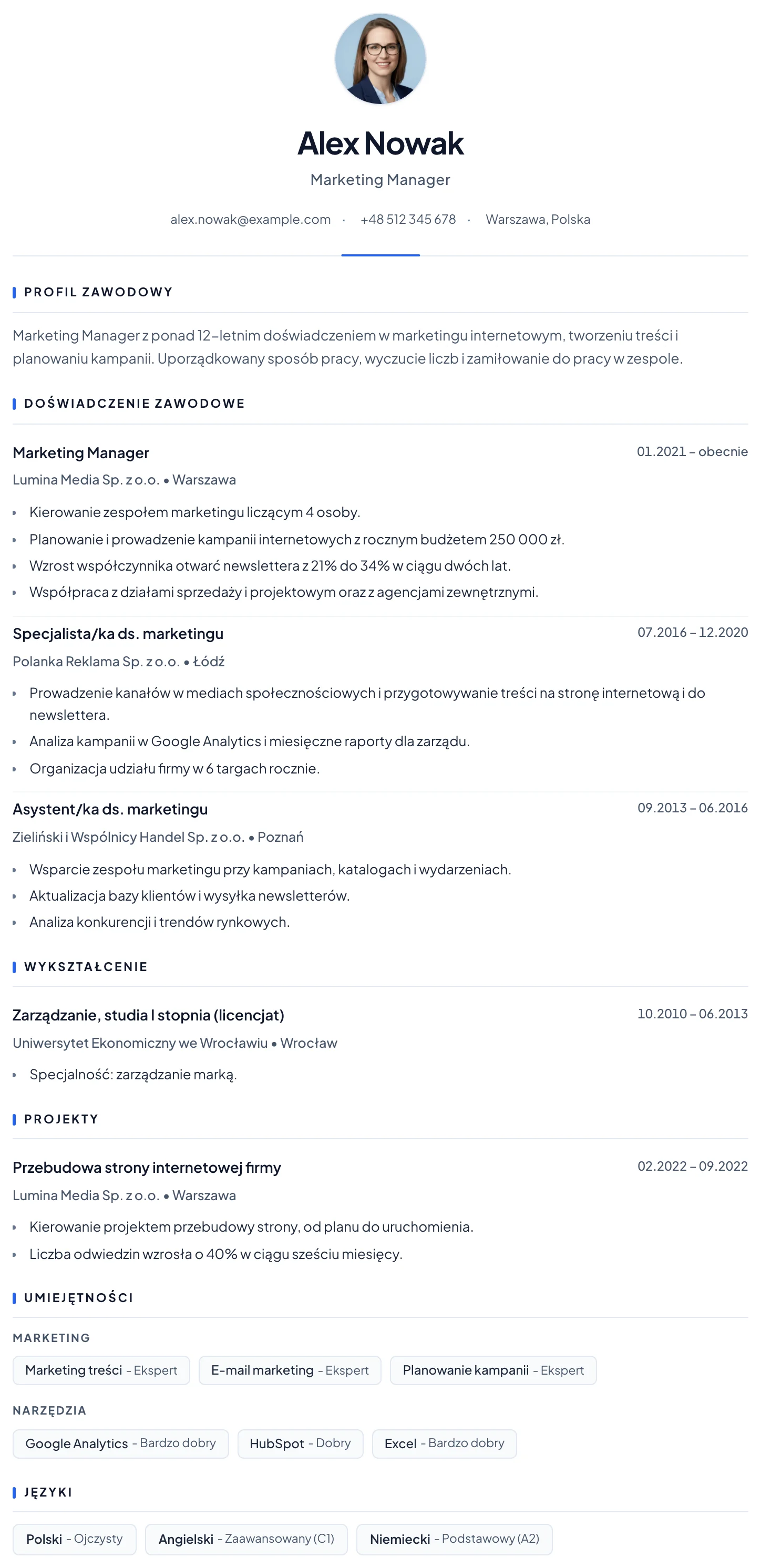 Barcelona CV template