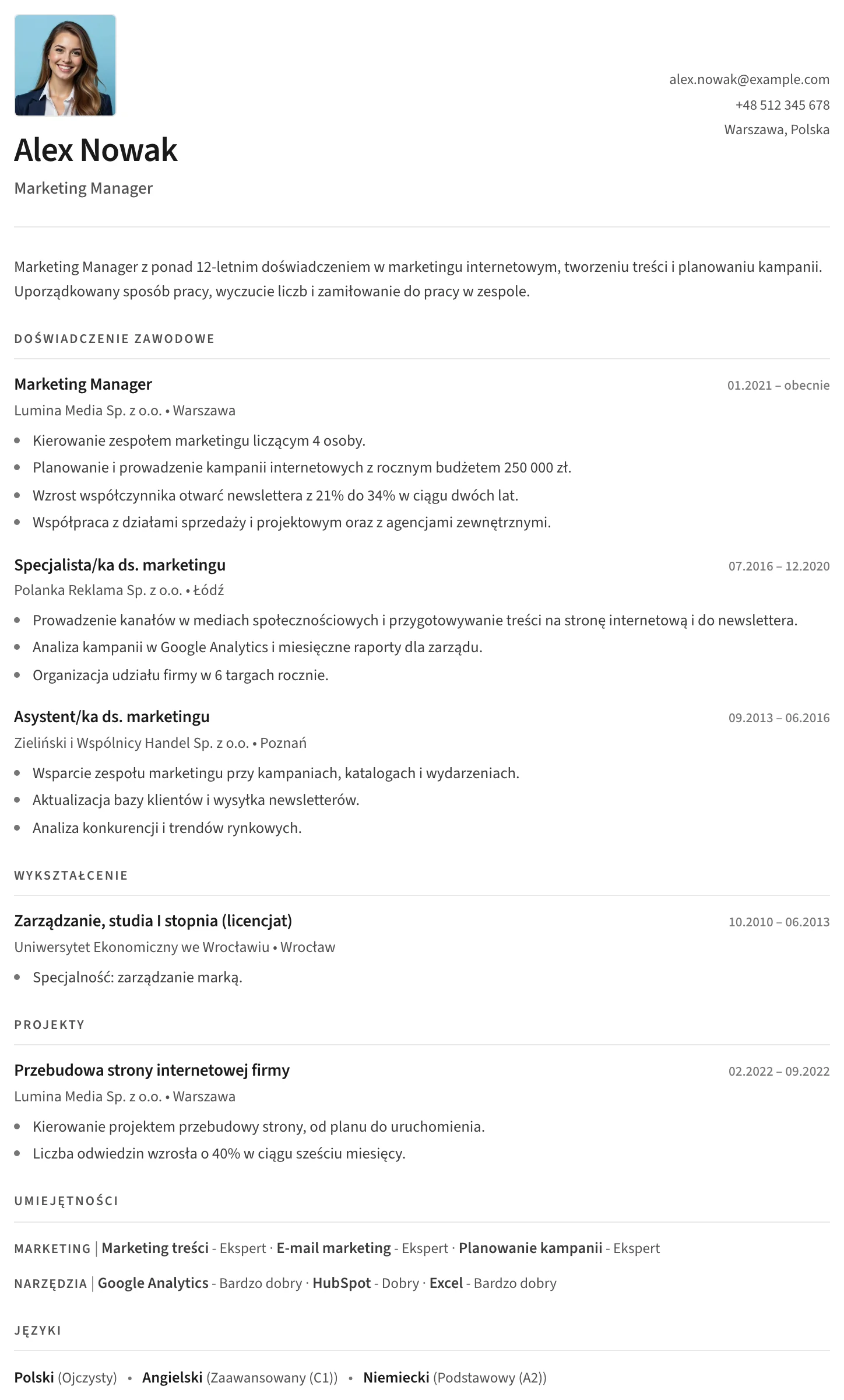 Split CV template