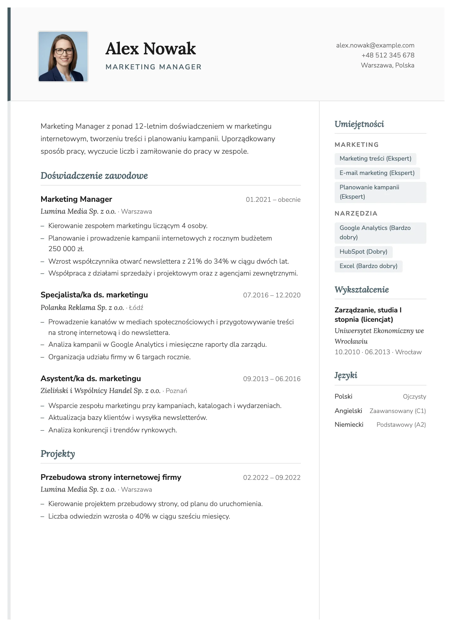 Paryż CV template