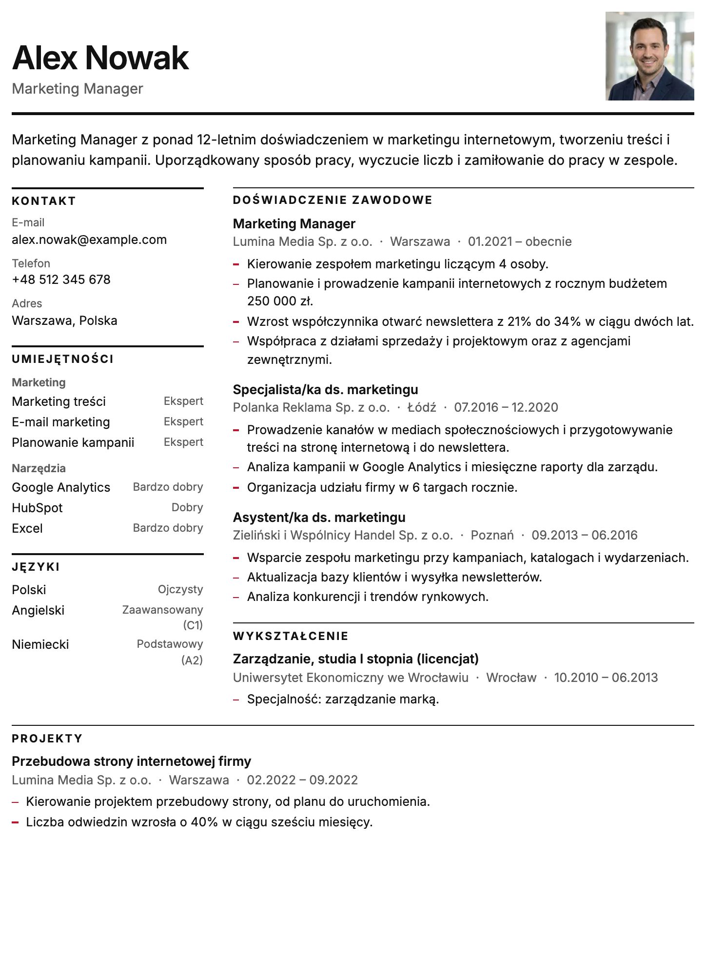 Sztokholm CV template