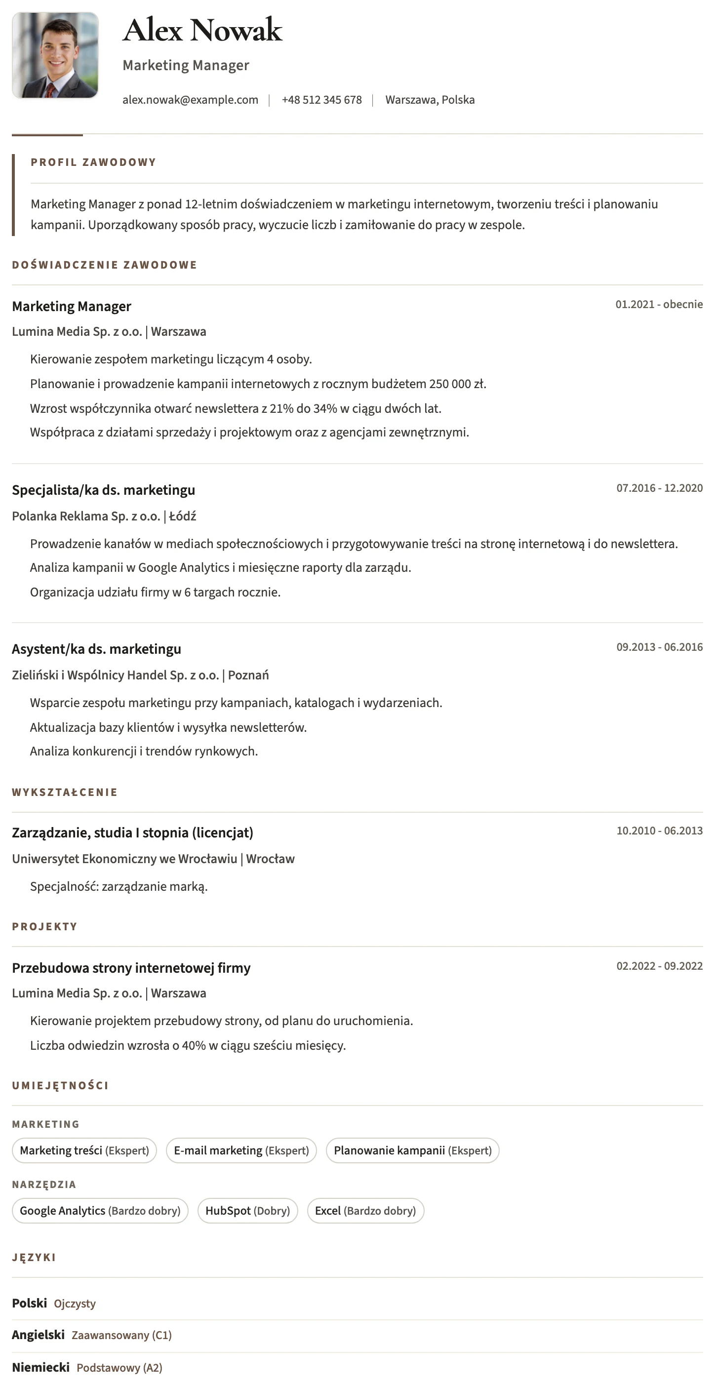 Bristol CV template