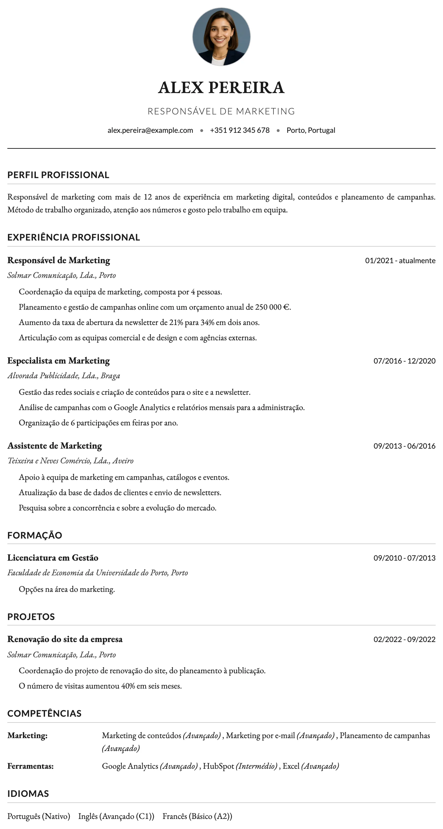 Oxford CV template