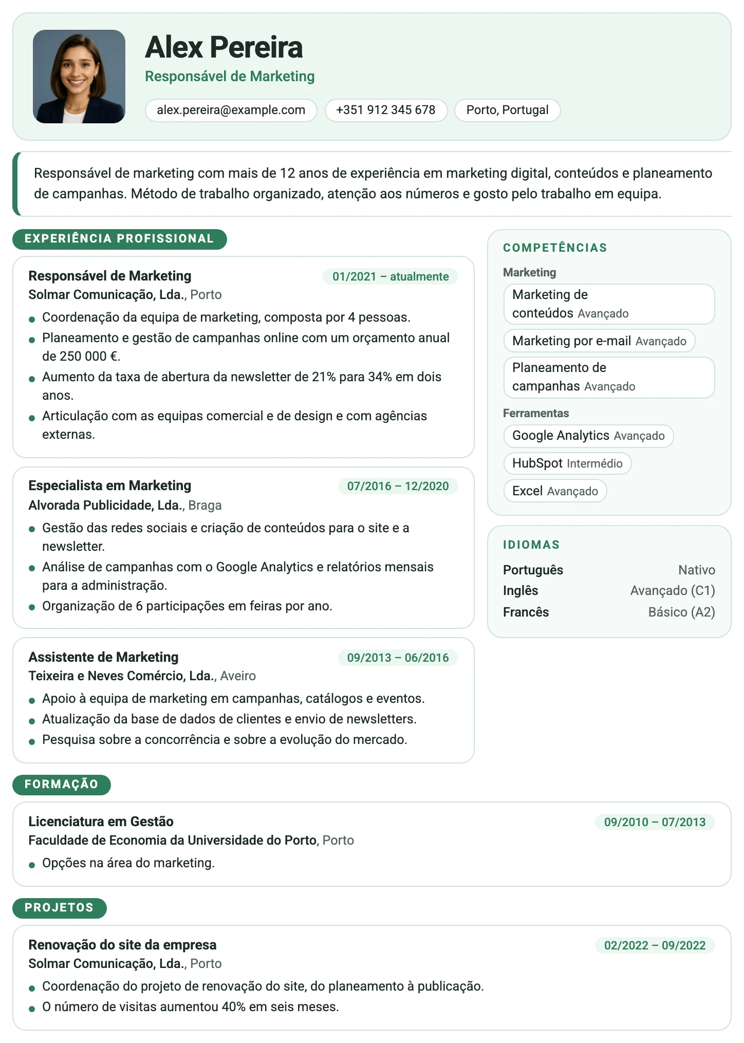 Copenhaga CV template