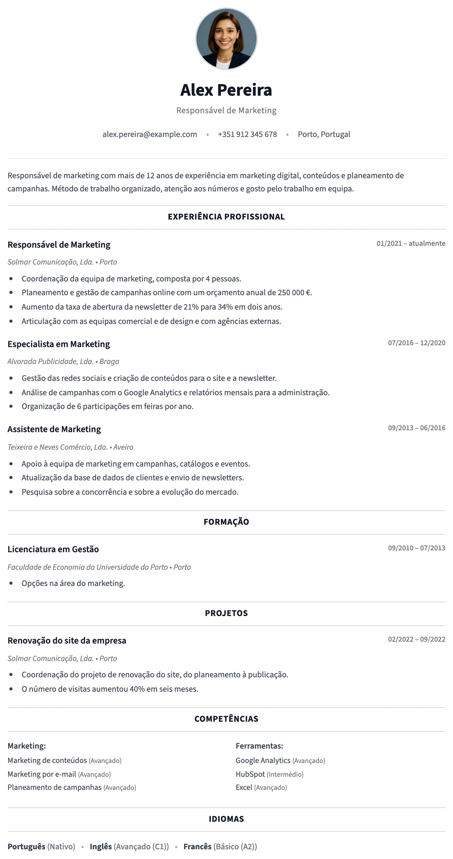 Verona CV template